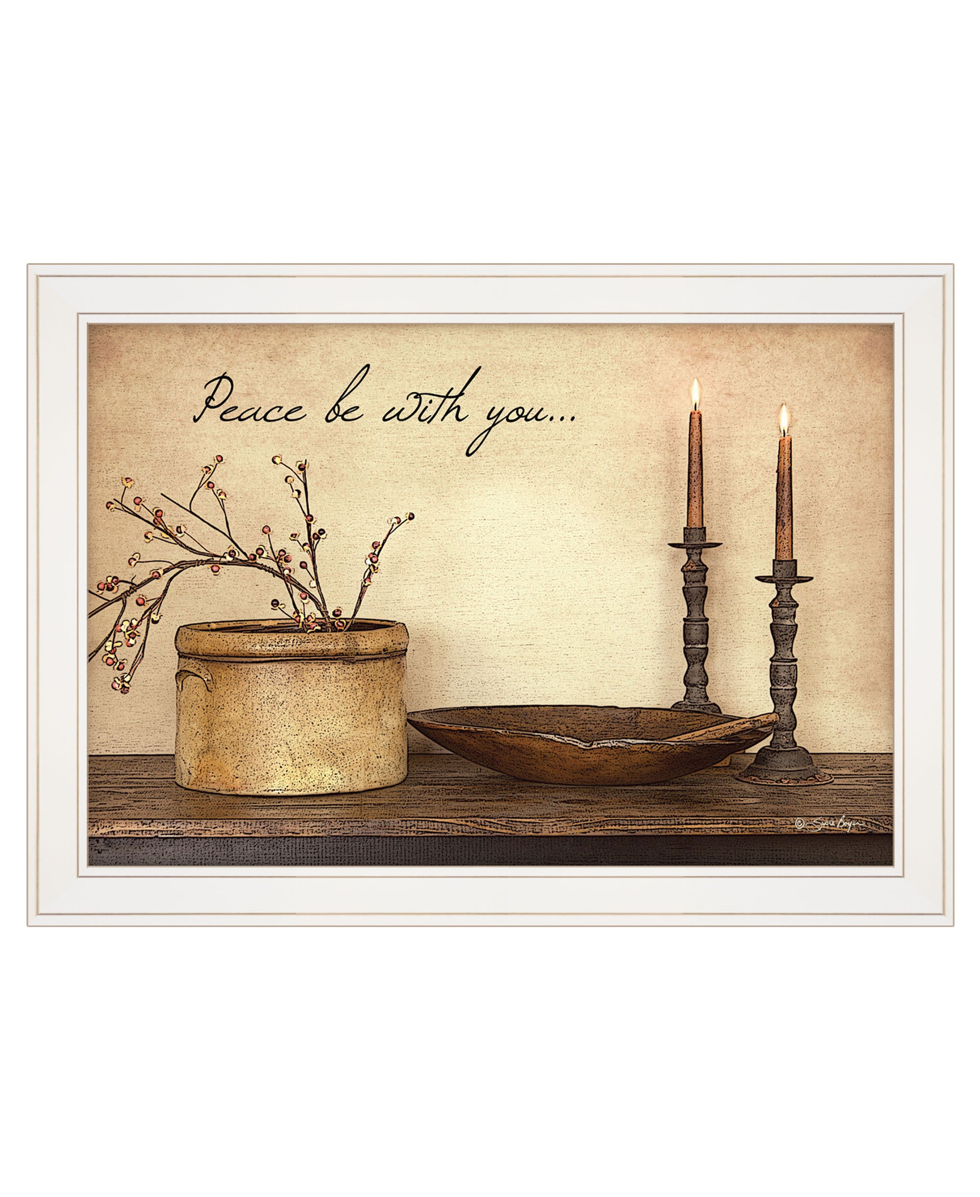 "Peace Be with You" by Artisan Susie Boyer, Ready to Hang Framed Print, White Frame--1