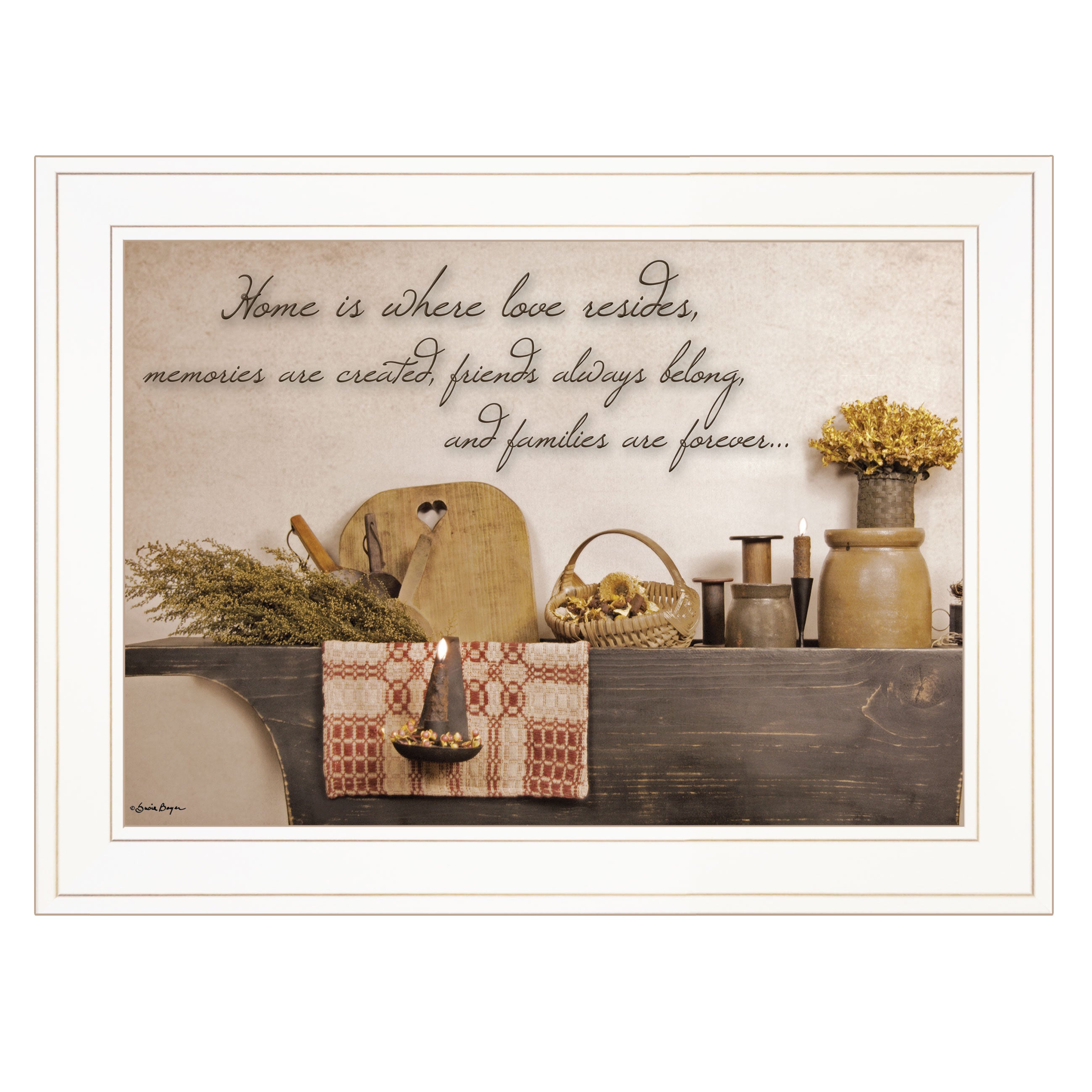 "Home is Where Love Resides" By Susie Boyer, Ready to Hang Framed Print, White Frame--1