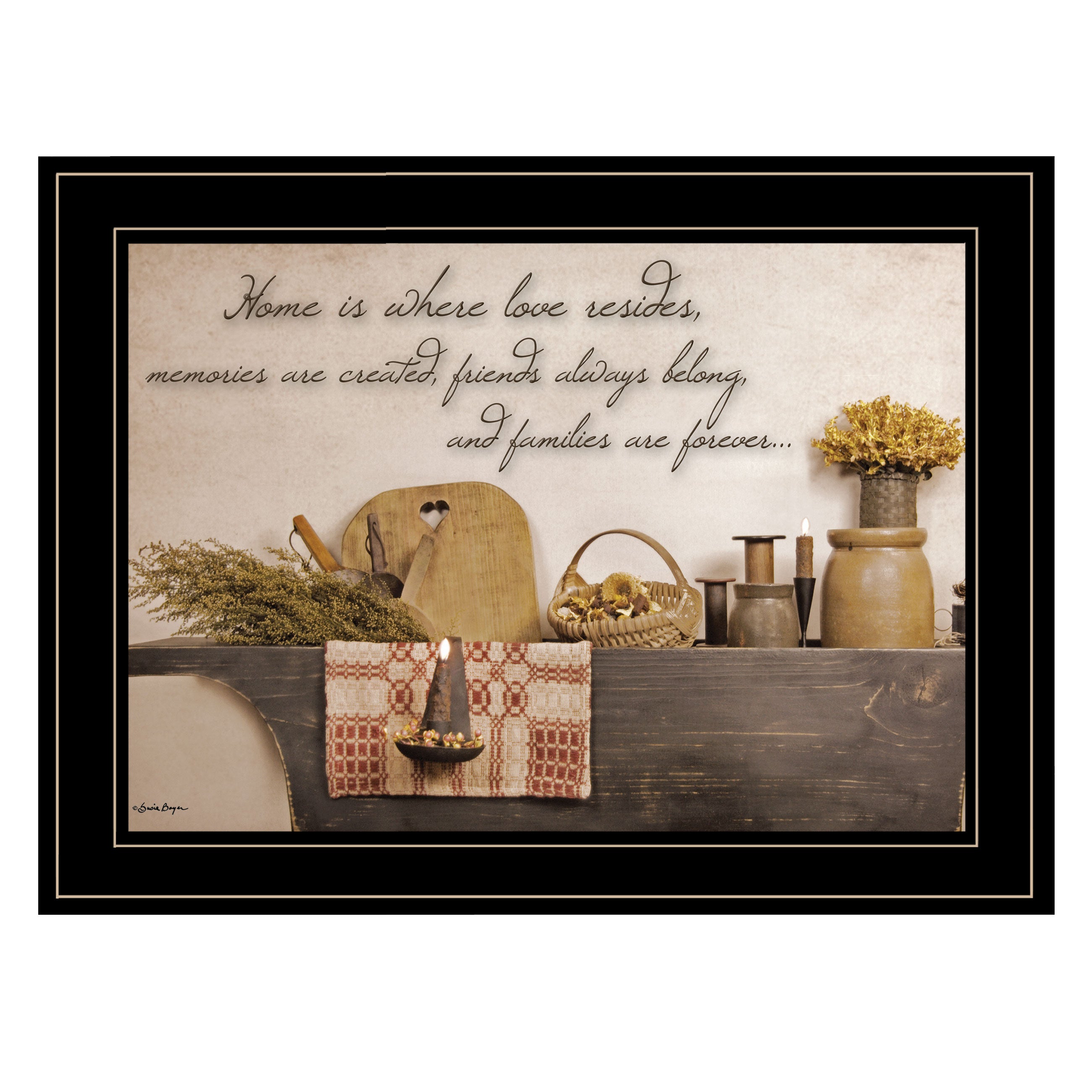 "Home is Where Love Resides" By Susie Boyer, Ready to Hang Framed Print, Black Frame--1