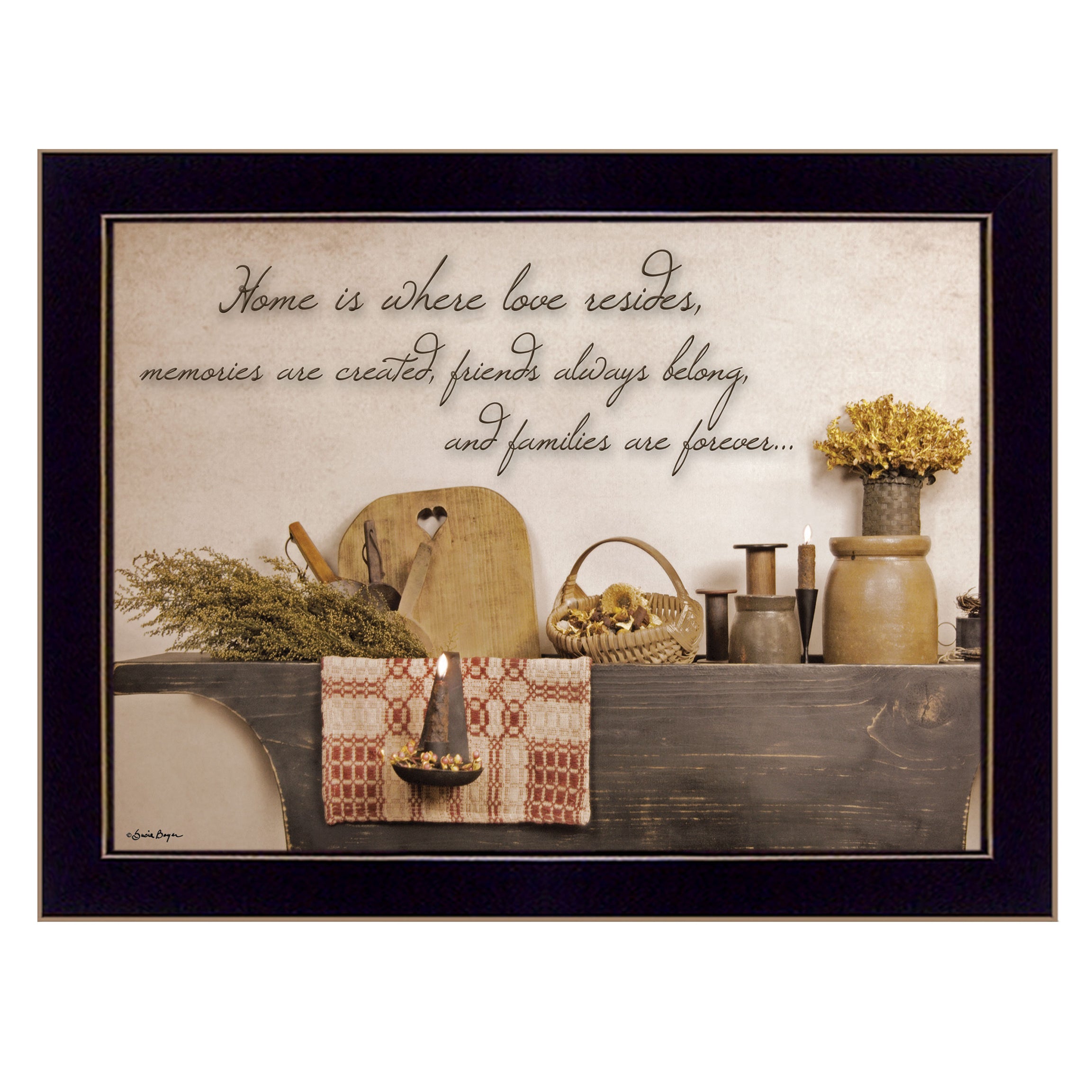 "Home is Where Love Resides" By Susie Boyer, Ready to Hang Framed Print, Black Frame--1