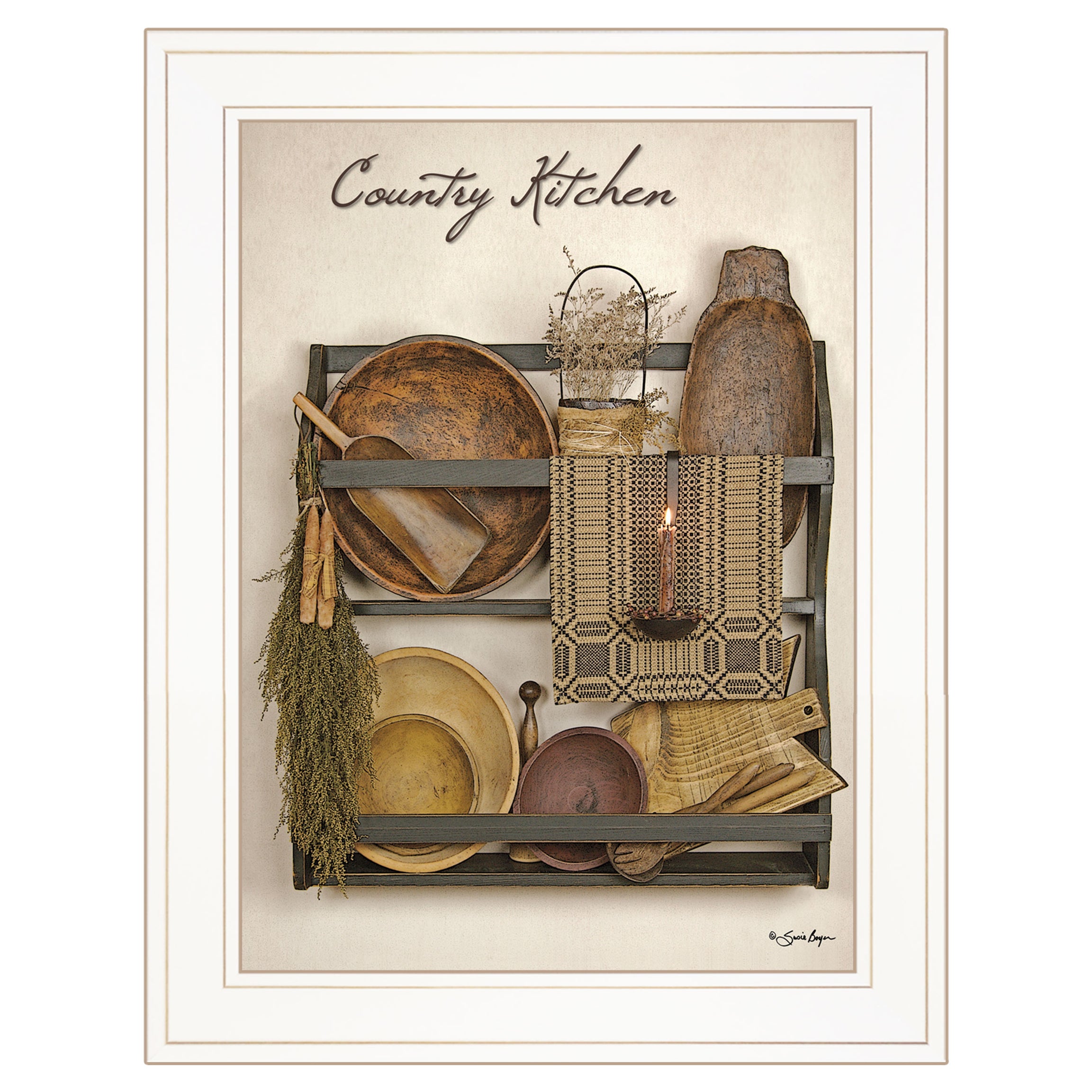 "Country Kitchen" By Susie Boyer, Ready to Hang Framed Print, White Frame--1