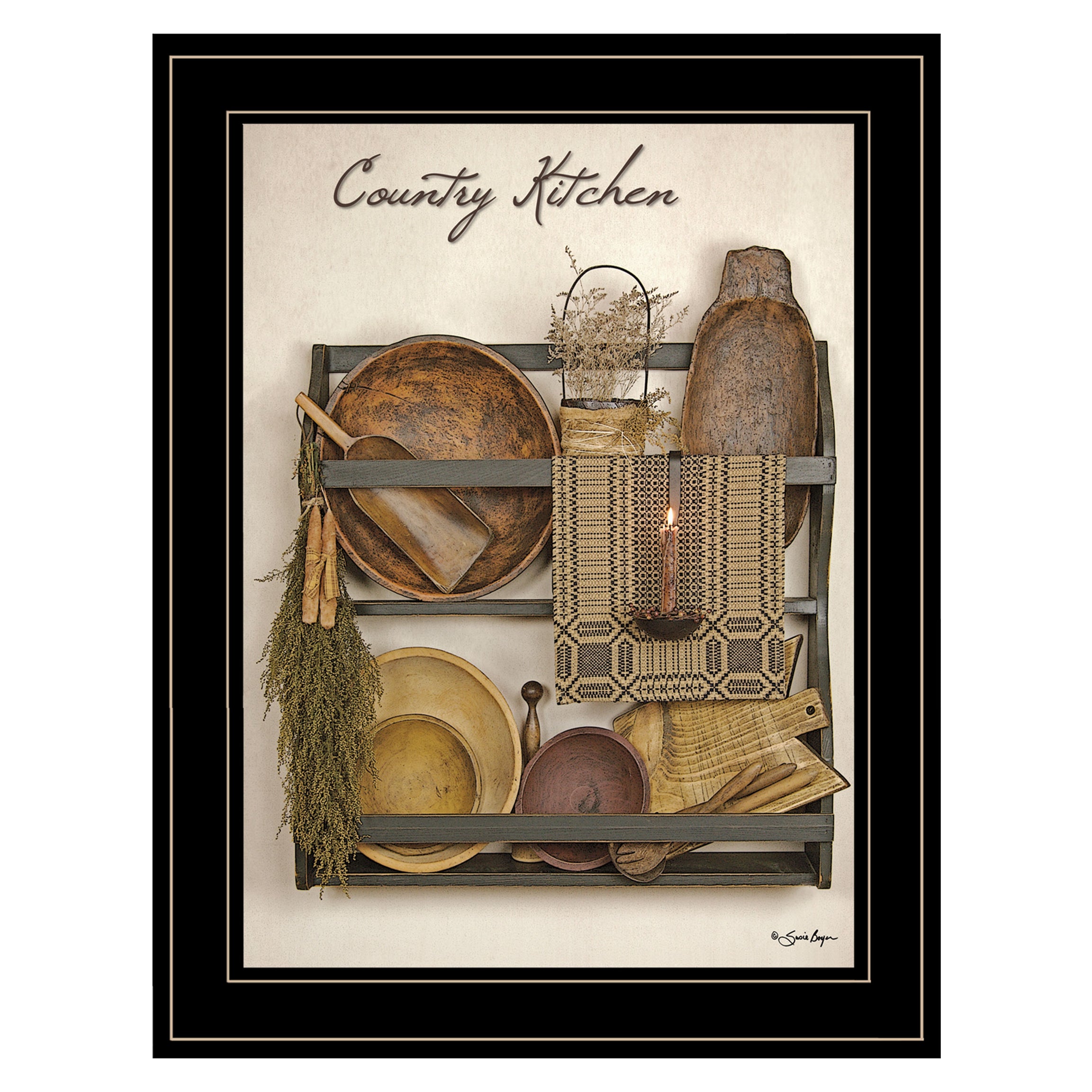 "Country Kitchen" By Susie Boyer, Ready to Hang Framed Print, Black Frame--1