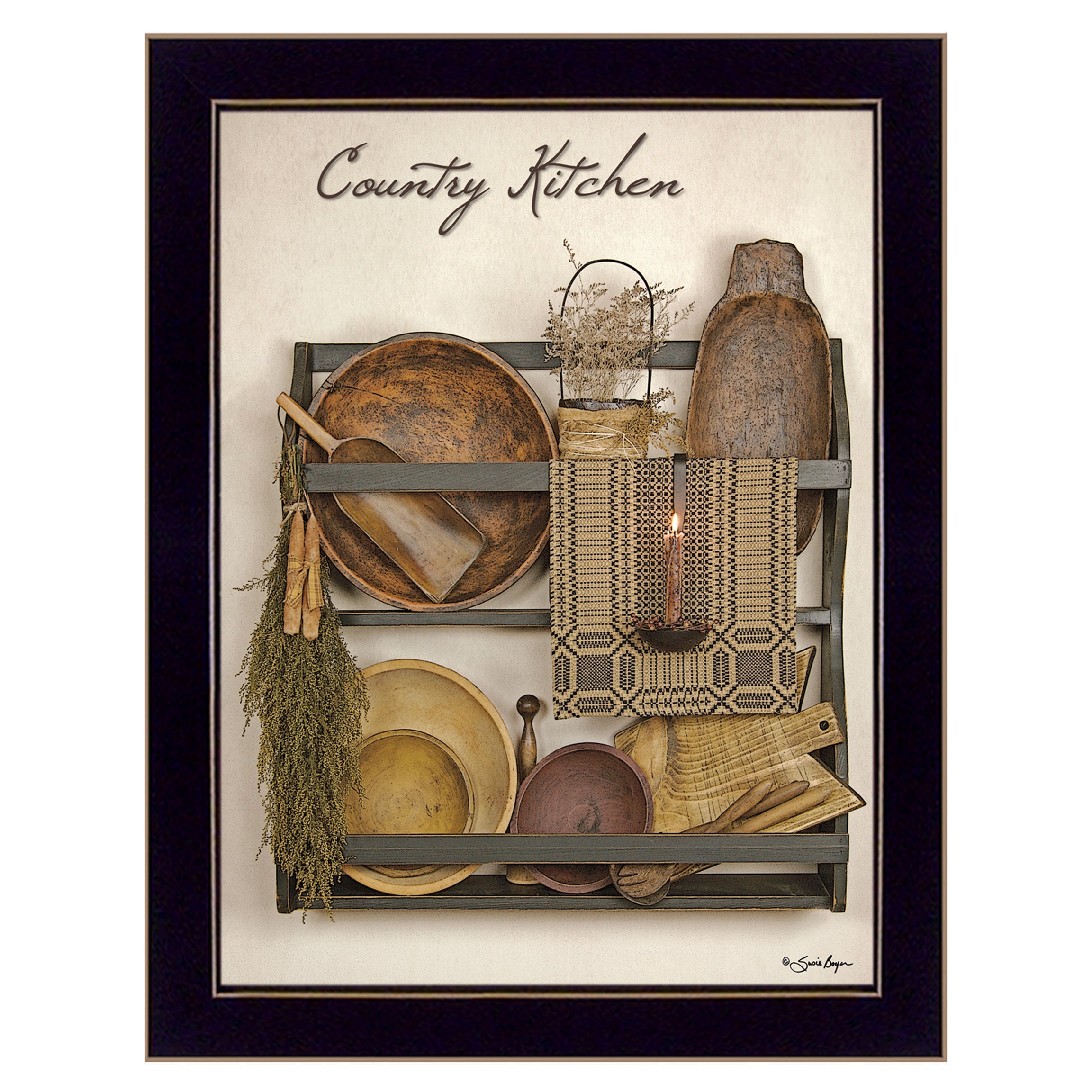 "Country Kitchen" By Susie Boyer, Ready to Hang Framed Print, Black Frame--1