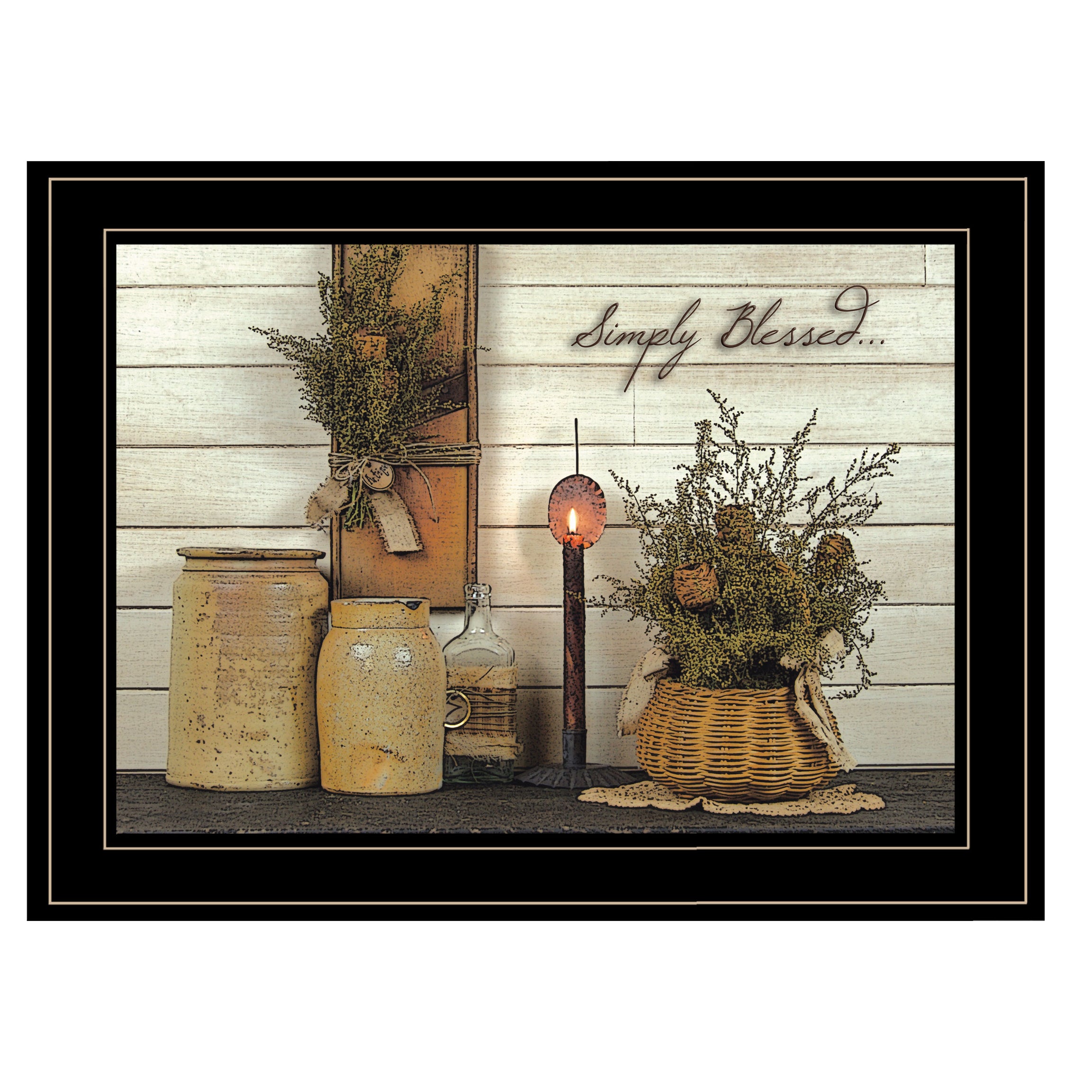 Trendy Decor 4U "Simply Blessed" Framed Wall Art, Modern Home Decor Framed Print for Living Room, Bedroom & Farmhouse Wall Decoration by Susan Boyer--1