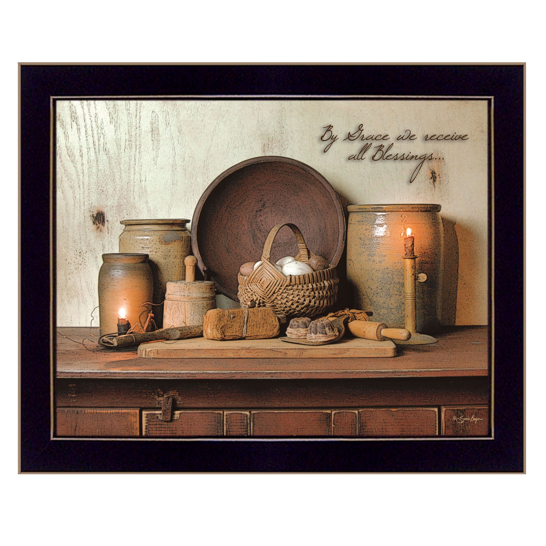 "By Grace" By Susan Boyer, Printed Wall Art, Ready To Hang Framed Poster, Black Frame--1