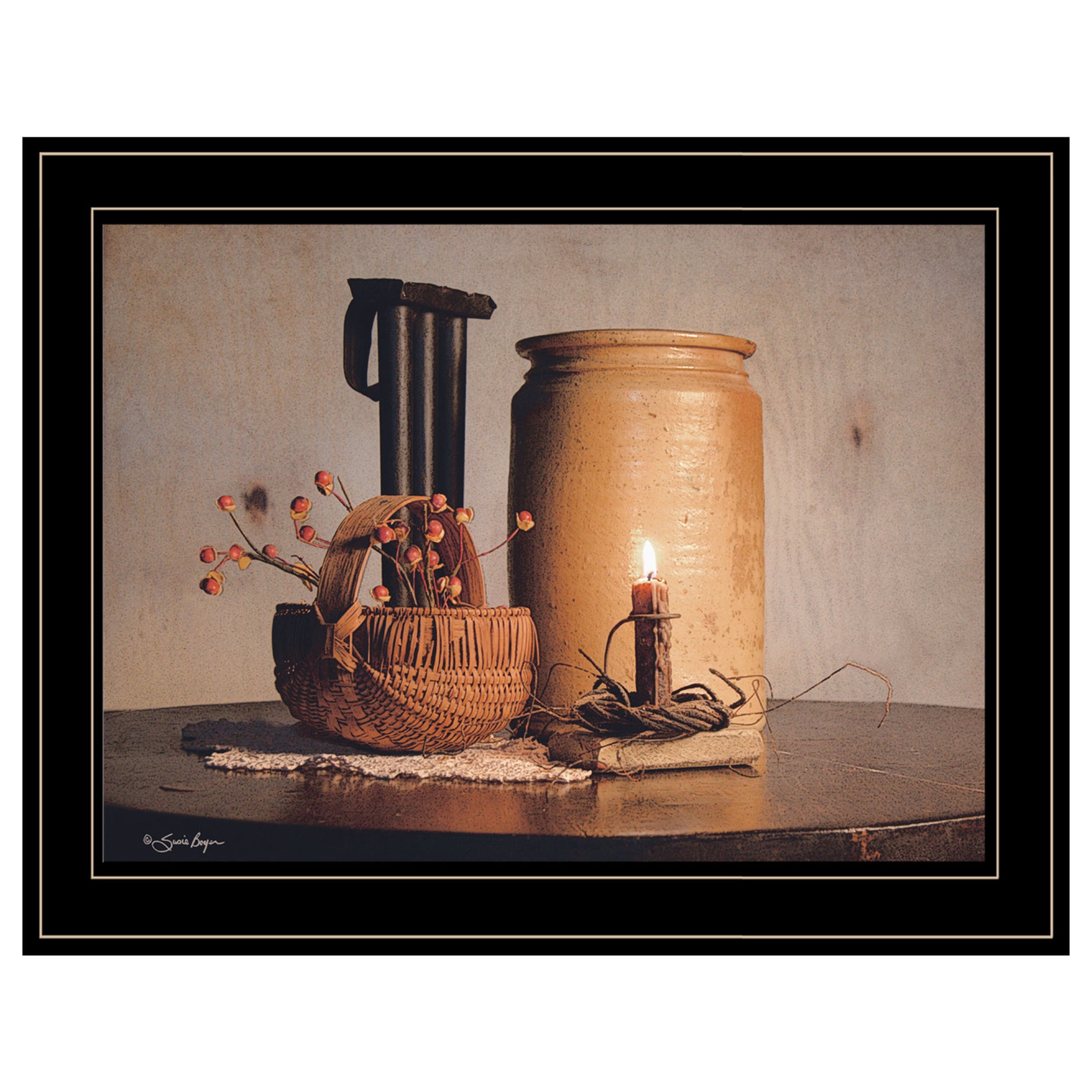 "Bittersweet Basket" by Susie Boyer, Ready to Hang Framed Print, Black Frame--1