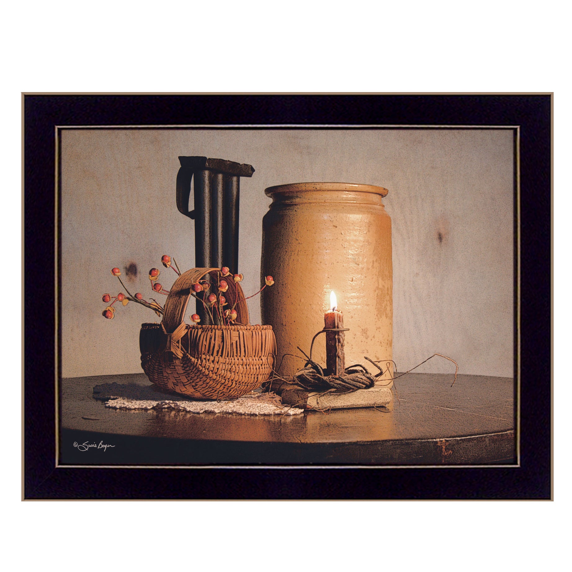 "Bittersweet Basket" By Susan Boyer, Printed Wall Art, Ready To Hang Framed Poster, Black Frame--1