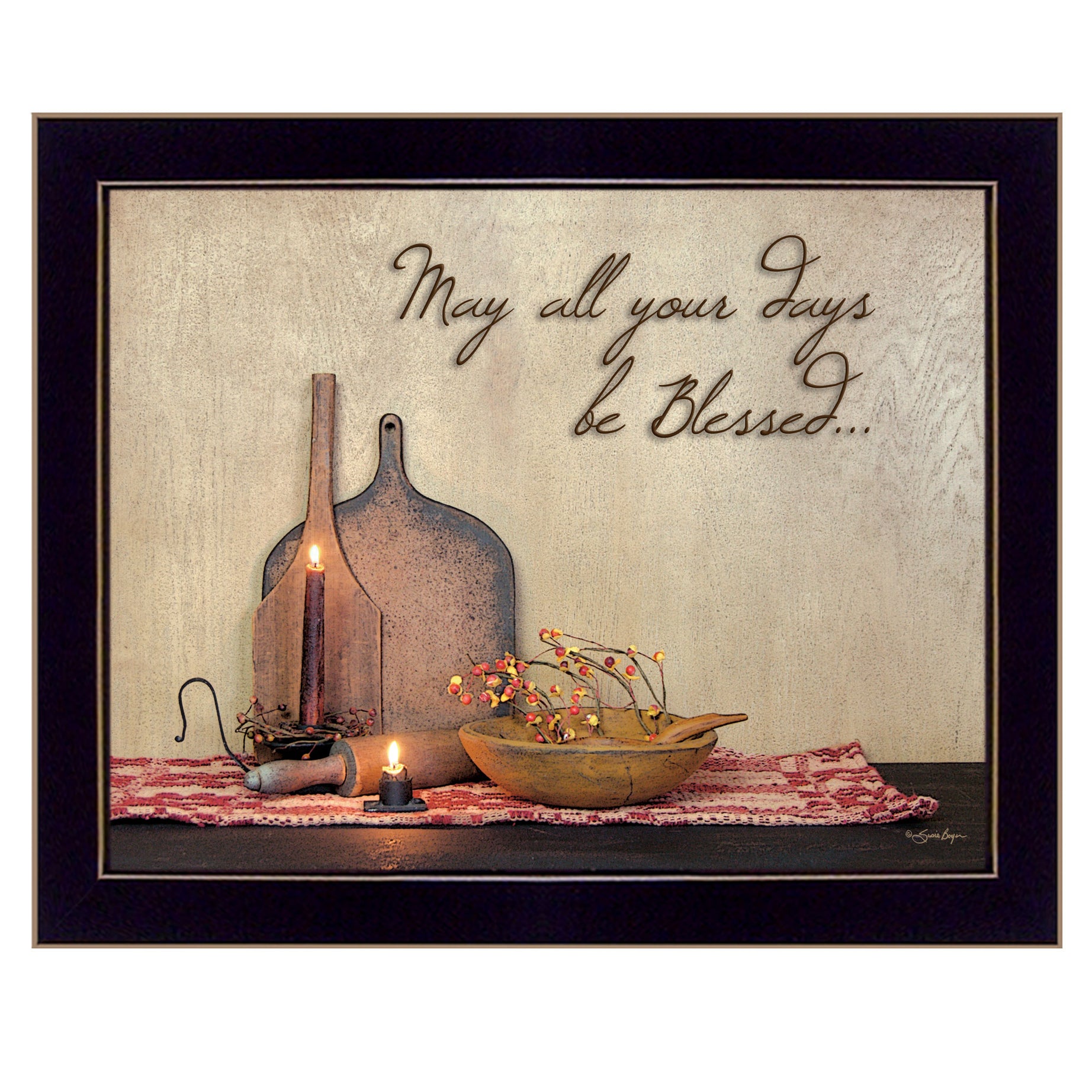 "May all Your Days Be Blessed" By Susan Boyer, Printed Wall Art, Ready To Hang Framed Poster, Black Frame--1