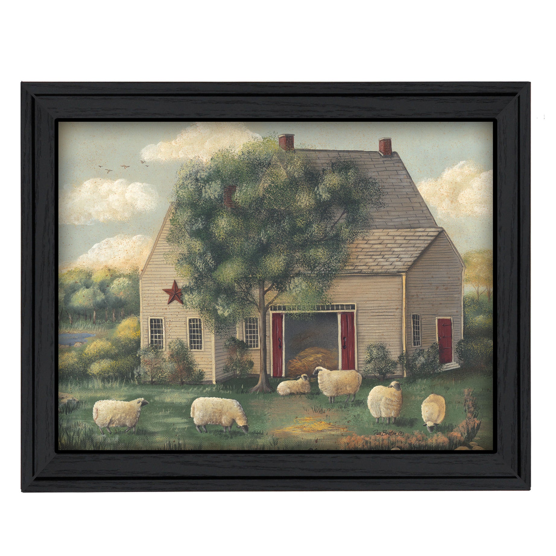 "Wooly Sheep" By Pam Britton, Printed Wall Art, Ready To Hang Framed Poster, Black Frame--1