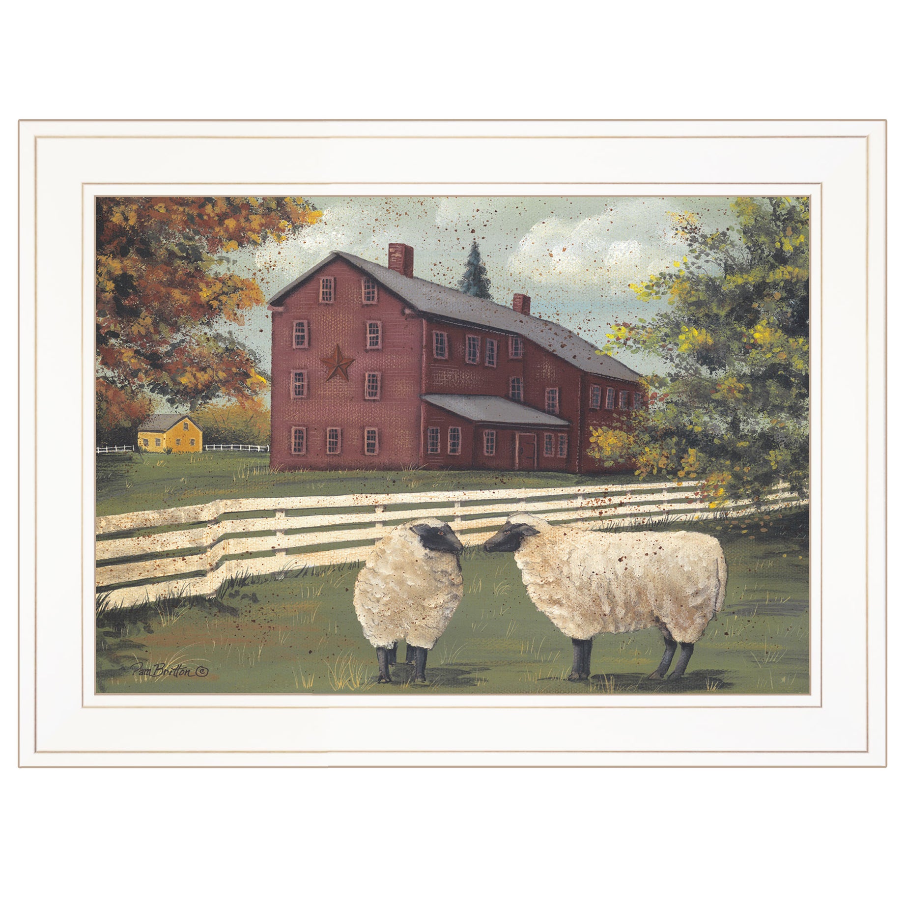 "Hancock Sheep" By Pam Britton, Ready to Hang Framed Print, White Frame--1