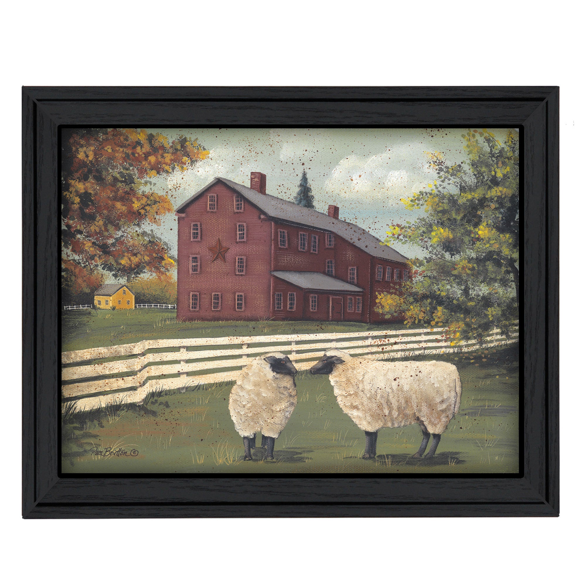 "Hancock Sheep" By Pam Britton, Printed Wall Art, Ready To Hang Framed Poster, Black Frame--1