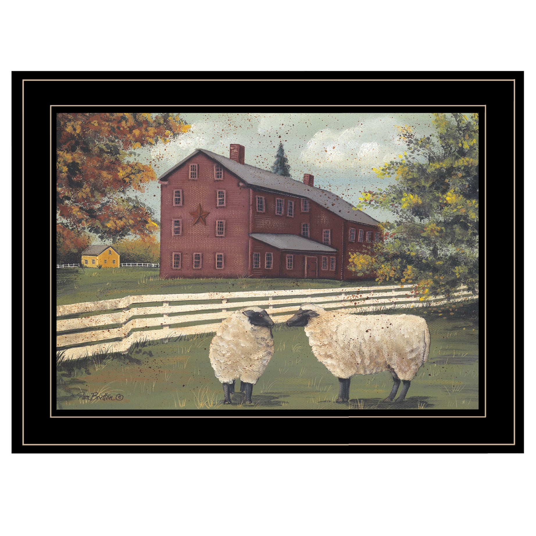 "Hancock Sheep" By Pam Britton, Ready to Hang Framed Print, Black Frame--1