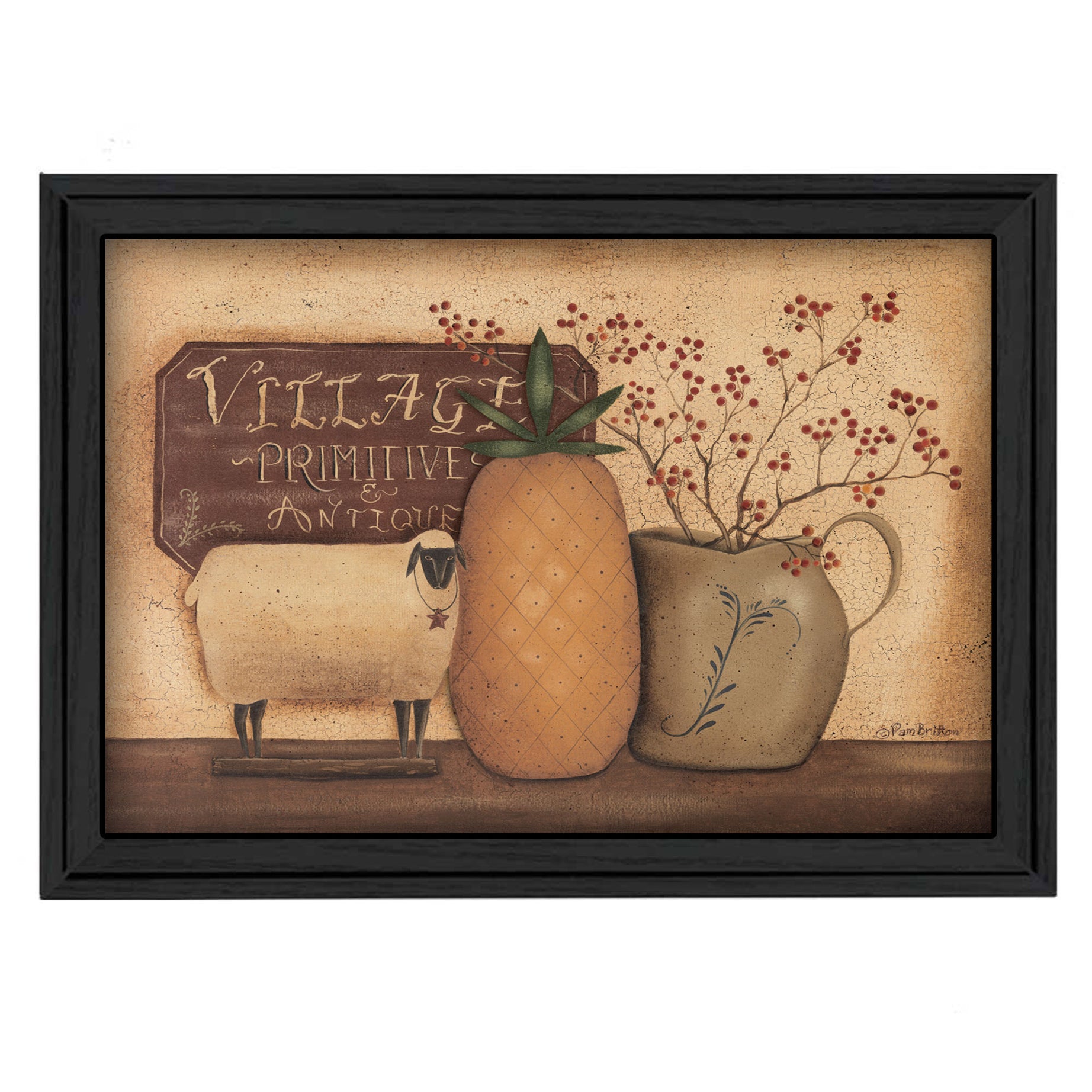 "Country Necessities" By Pam Britton, Printed Wall Art, Ready To Hang Framed Poster, Black Frame--1