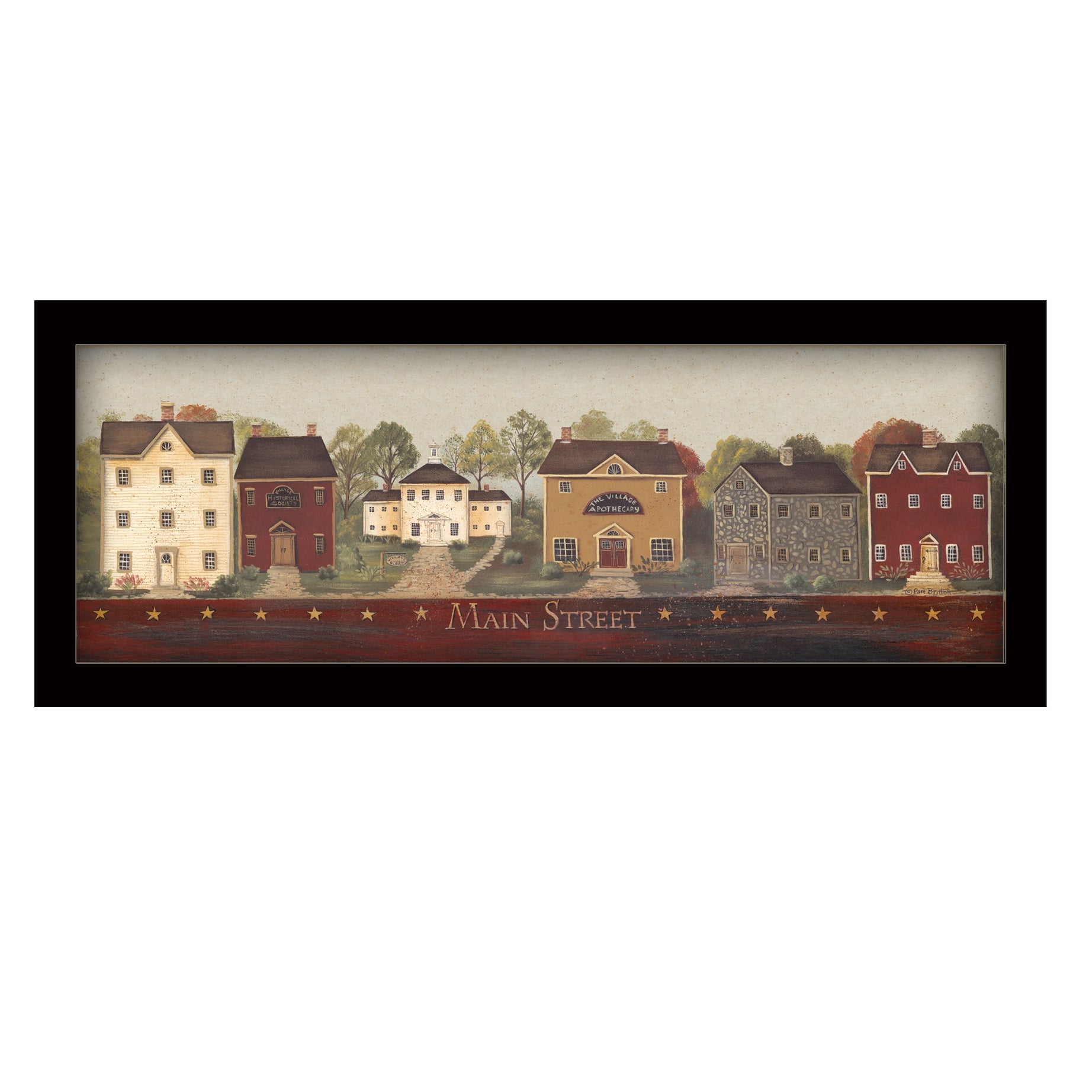 "Main Street" By Pam Britton, Printed Wall Art, Ready To Hang Framed Poster, Black Frame--1