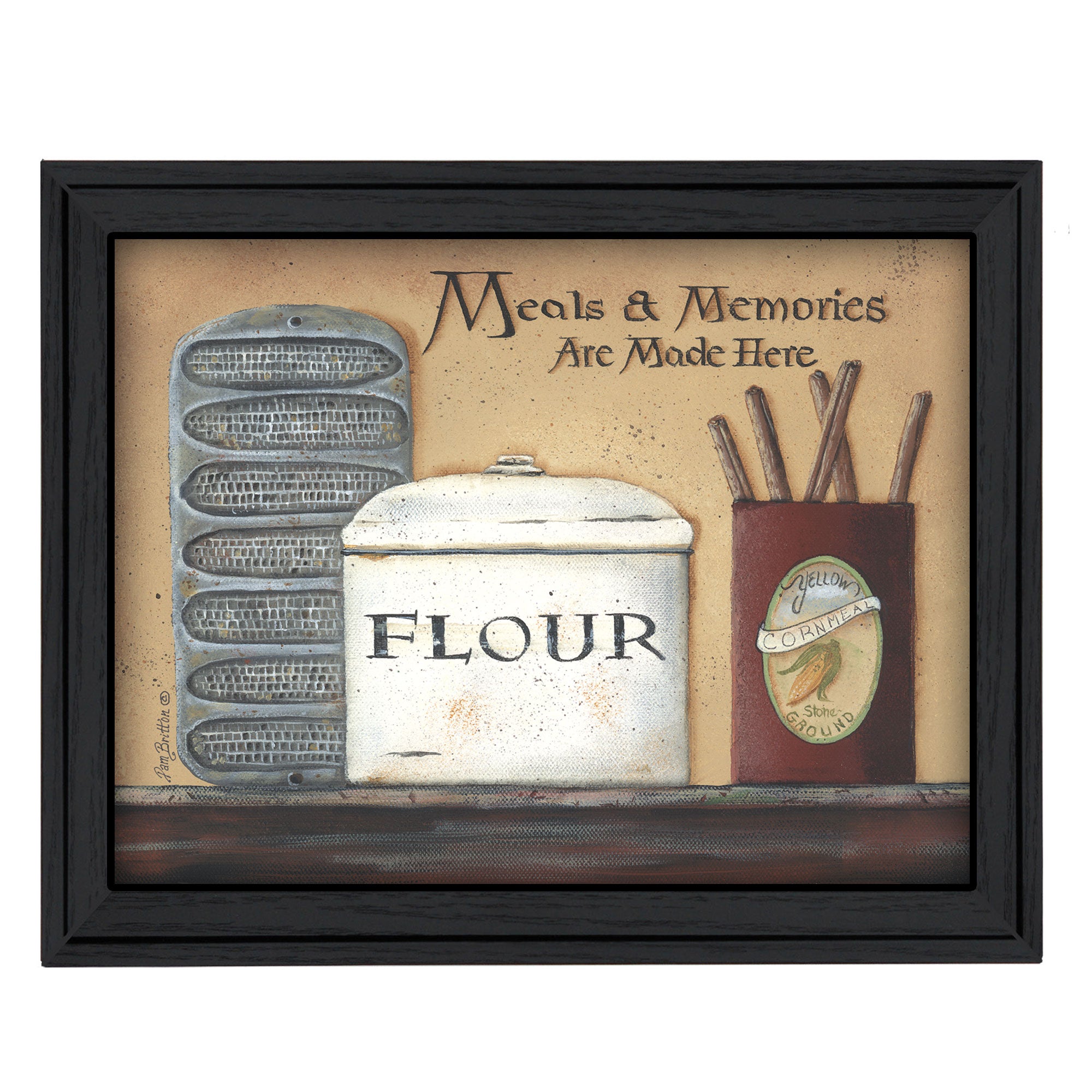 "Meals and Memories" By Pam Britton, Printed Wall Art, Ready To Hang Framed Poster, Black Frame--1