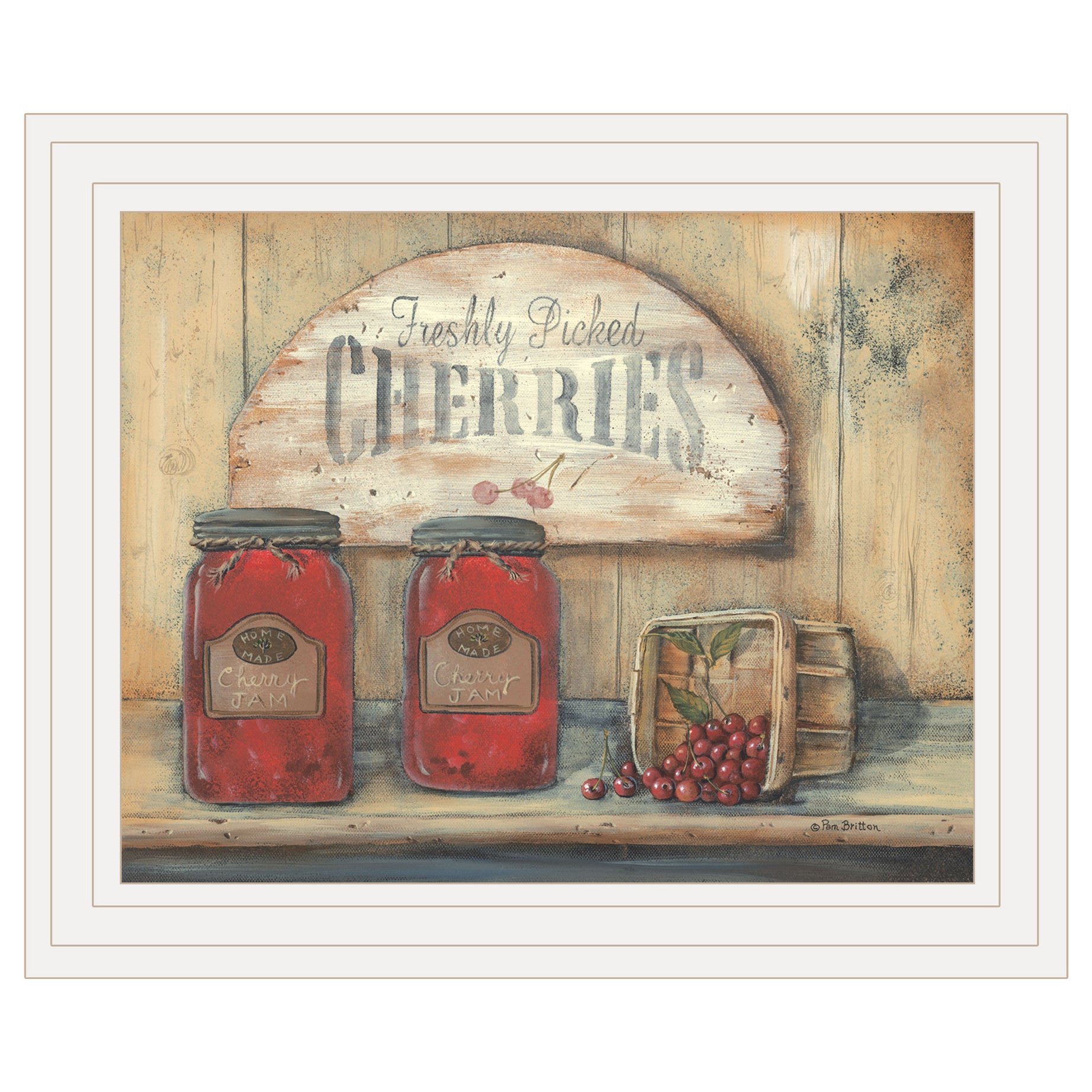 "CHERRY JAM" by Pam Britton, Ready to Hang Framed print, White Frame--1