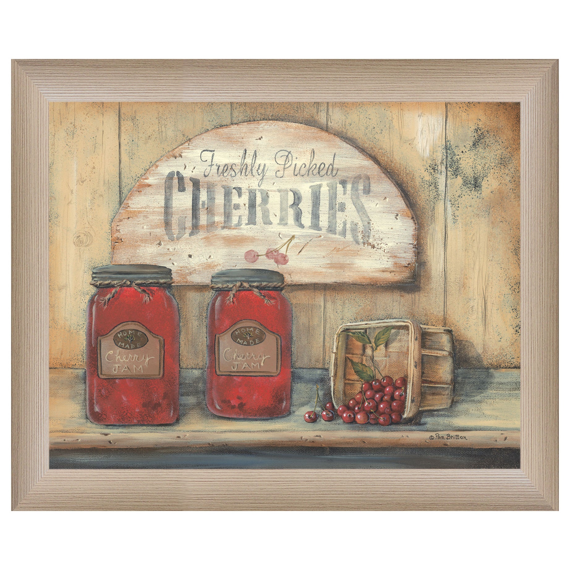 "CHERRY JAM" by Pam Britton, Ready to Hang Framed print, Taupe Frame--1