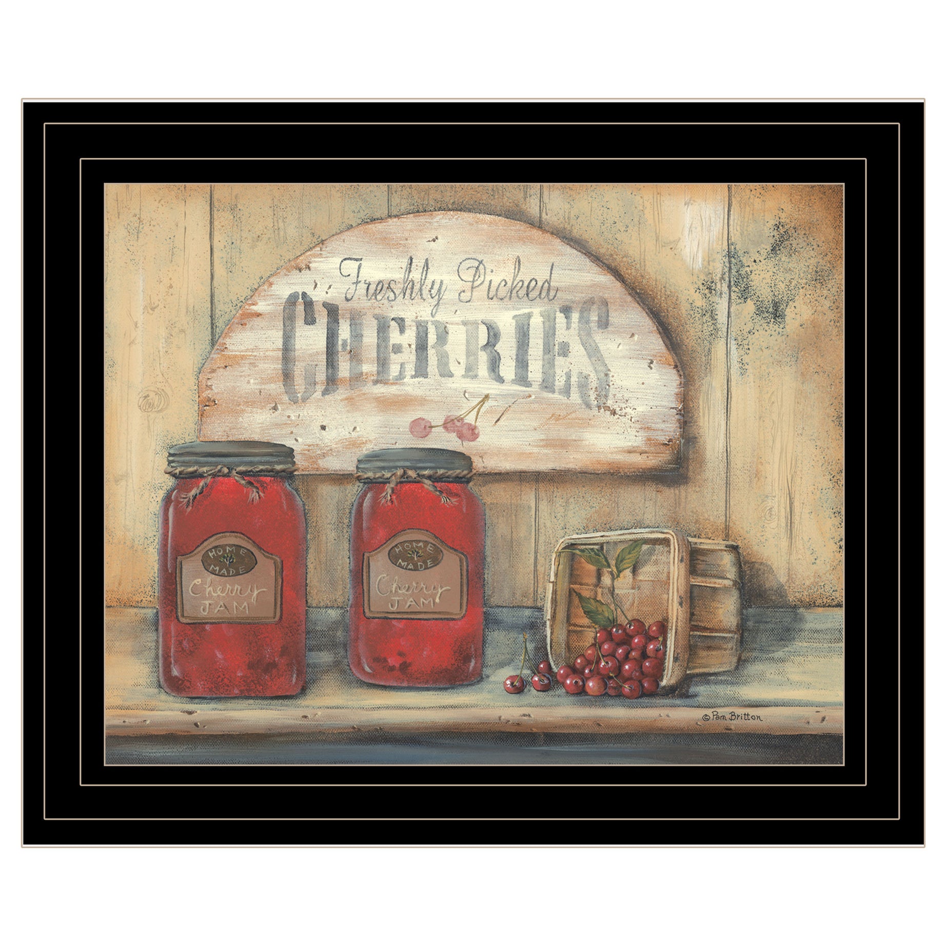 "CHERRY JAM" by Pam Britton, Ready to Hang Framed Print, Black Frame--1