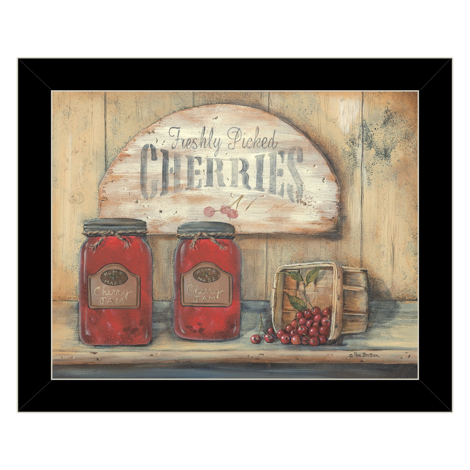 "CHERRY JAM" by Pam Britton, Ready to Hang Framed Print, Black Frame--1