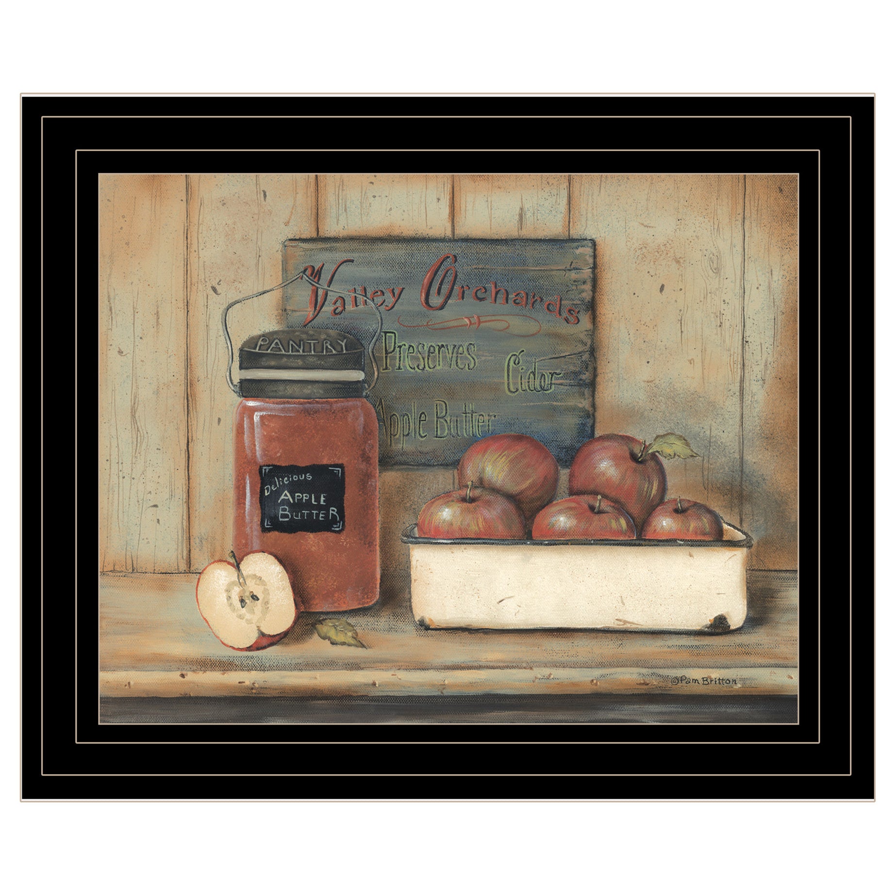 "Apple Butter" by Pam Britton, Ready to Hang Framed Print, Black Frame--1