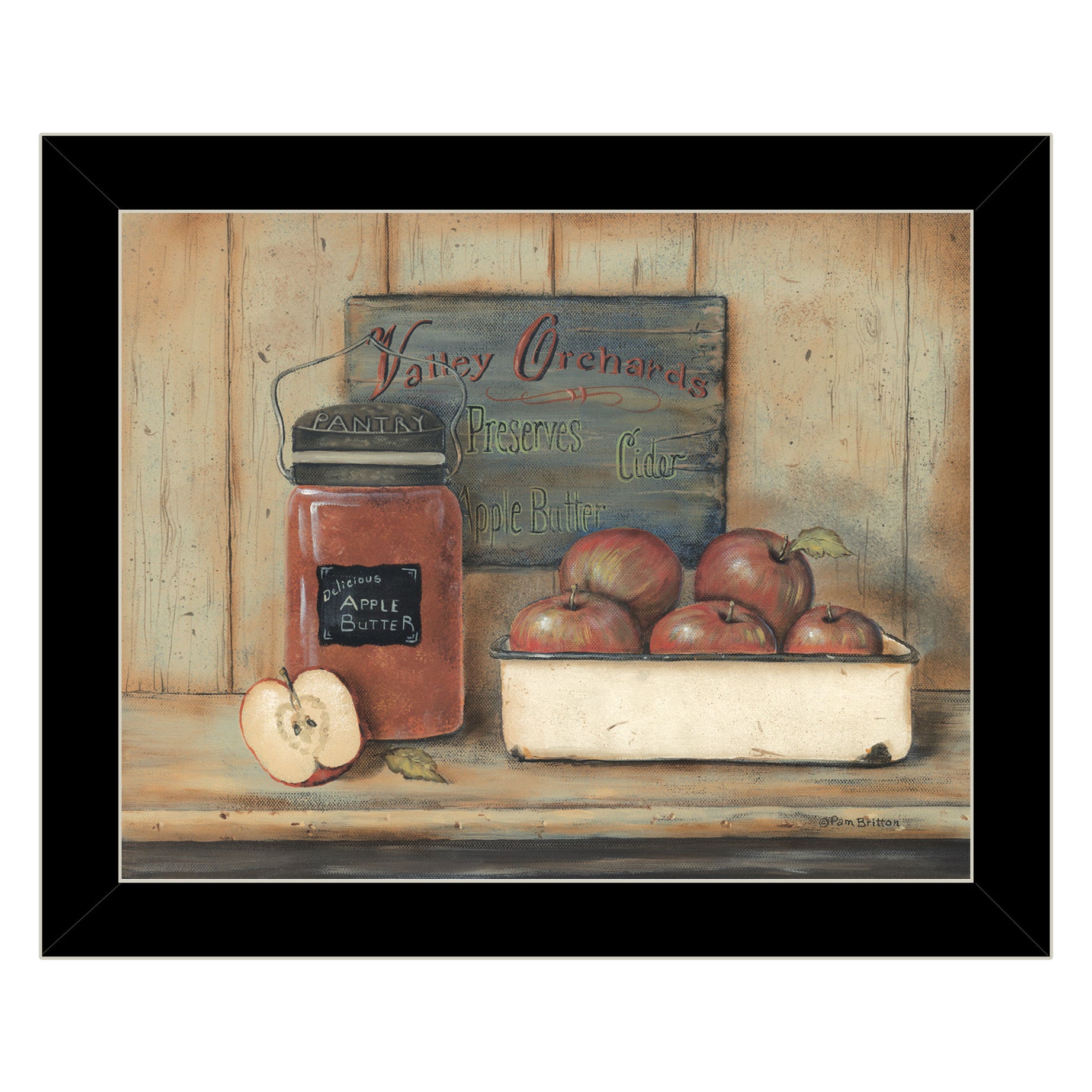 "Apple Butter" by Pam Britton, Ready to Hang Framed Print, Black Frame--1