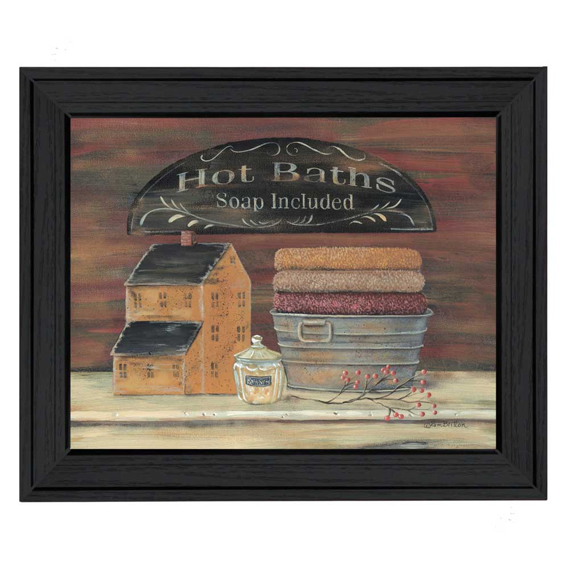 "Hot Bath" By Pam Britton, Printed Wall Art, Ready To Hang Framed Poster, Black Frame--1