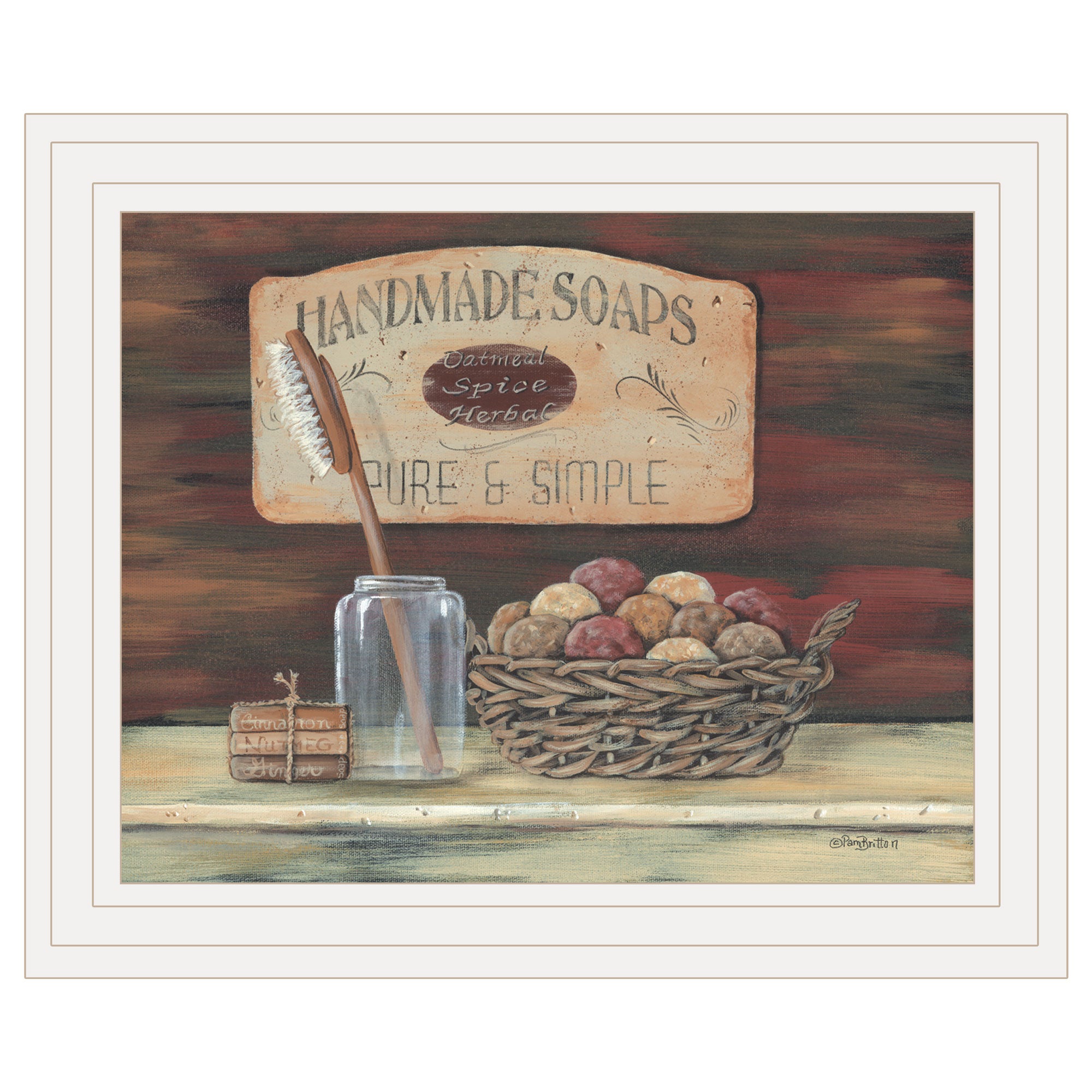 "HANDMADE SOAPS"-by Pam Britton, Ready to Hang Framed print, White Frame--1