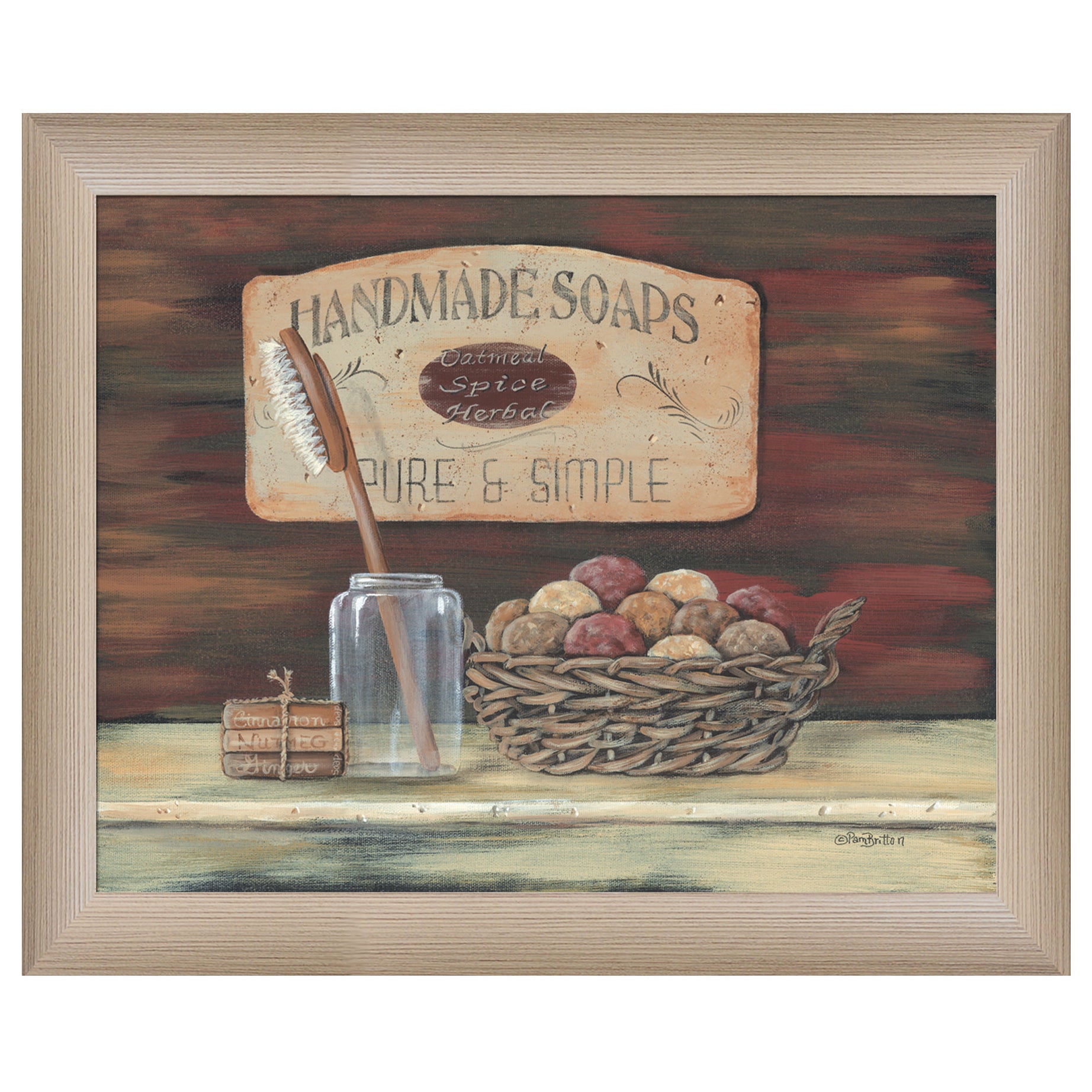 "HANDMADE SOAPS"-by Pam Britton, Ready to Hang Framed print, Taupe Frame--1