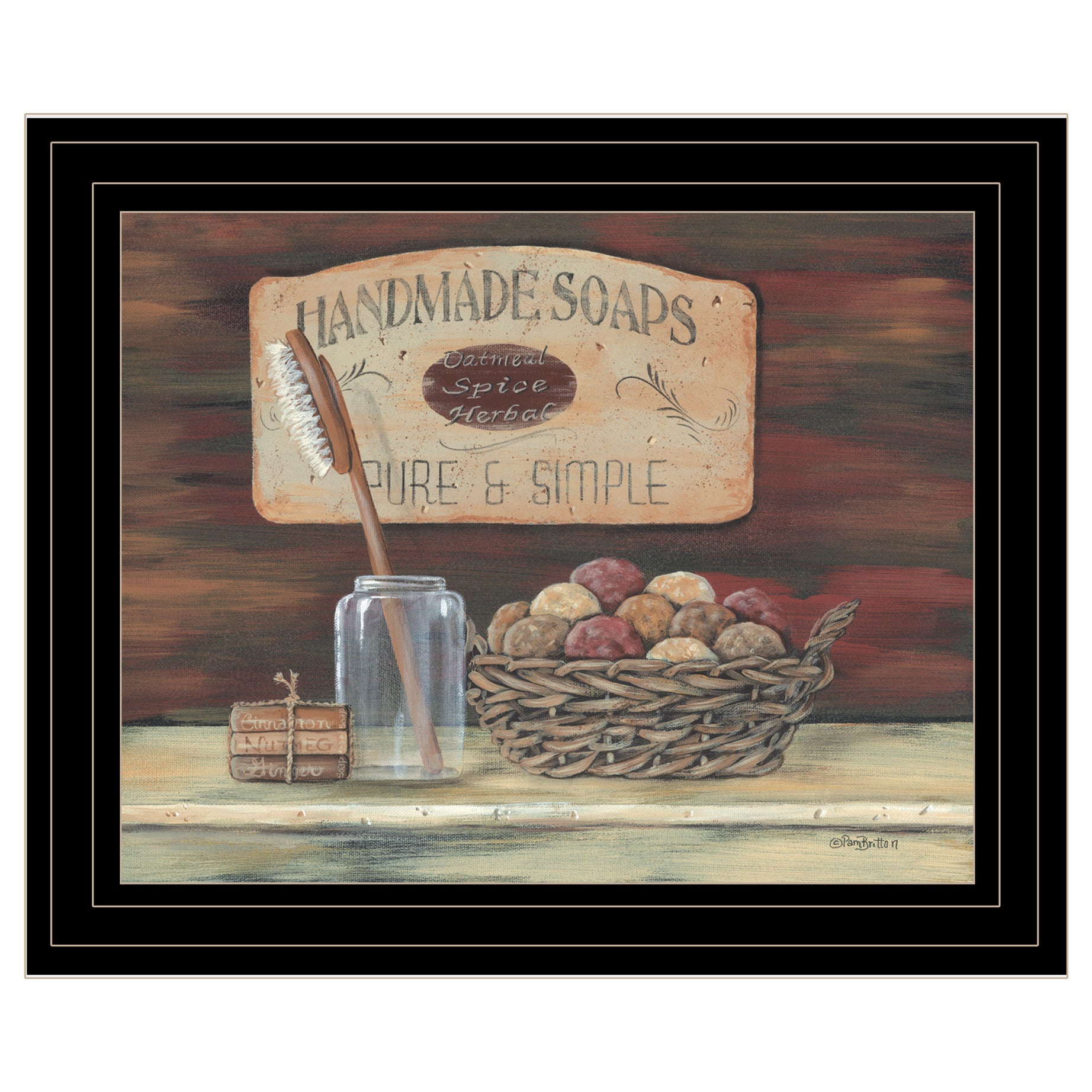 "HANDMADE SOAPS"-by Pam Britton, Ready to Hang Framed Print, Black Frame--1