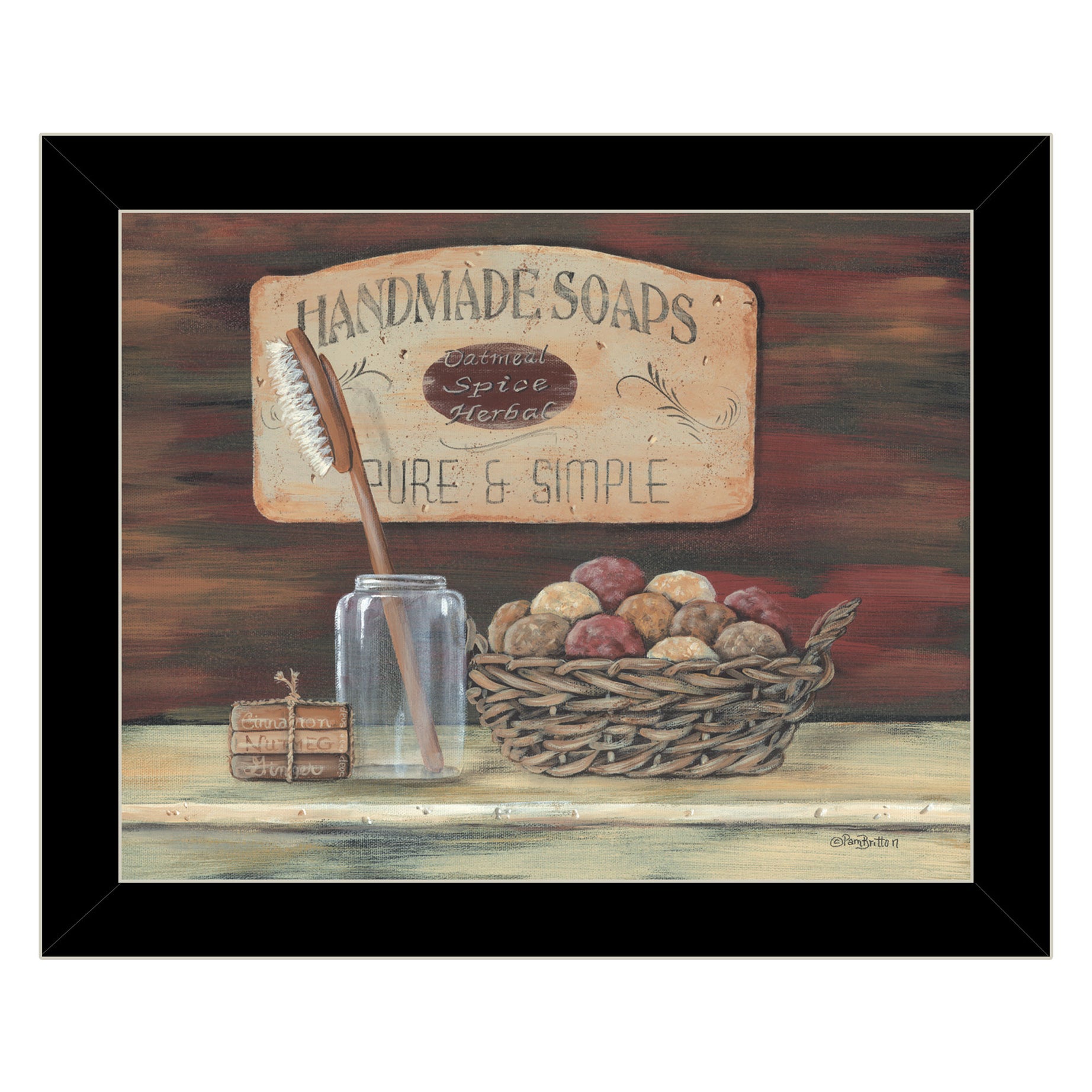 "HANDMADE SOAPS"-by Pam Britton, Ready to Hang Framed Print, Black Frame--1