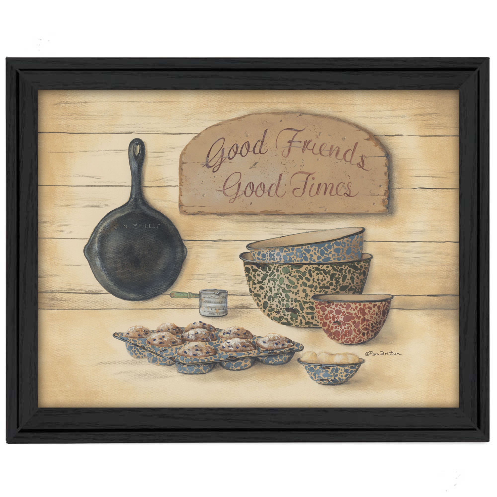 "Good Friends" By Pam Britton, Printed Wall Art, Ready To Hang Framed Poster, Black Frame--1