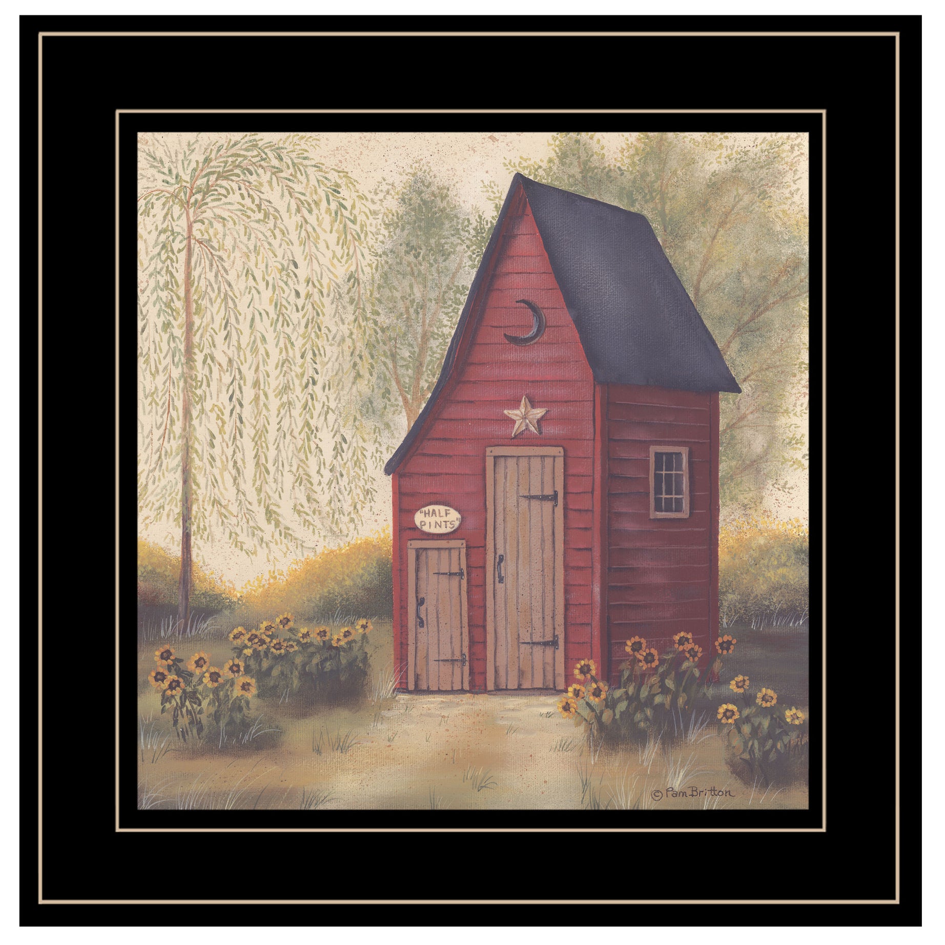 "Folk Art Outhouse II" by Pam Britton, Ready to Hang Framed Print, Black Frame--1