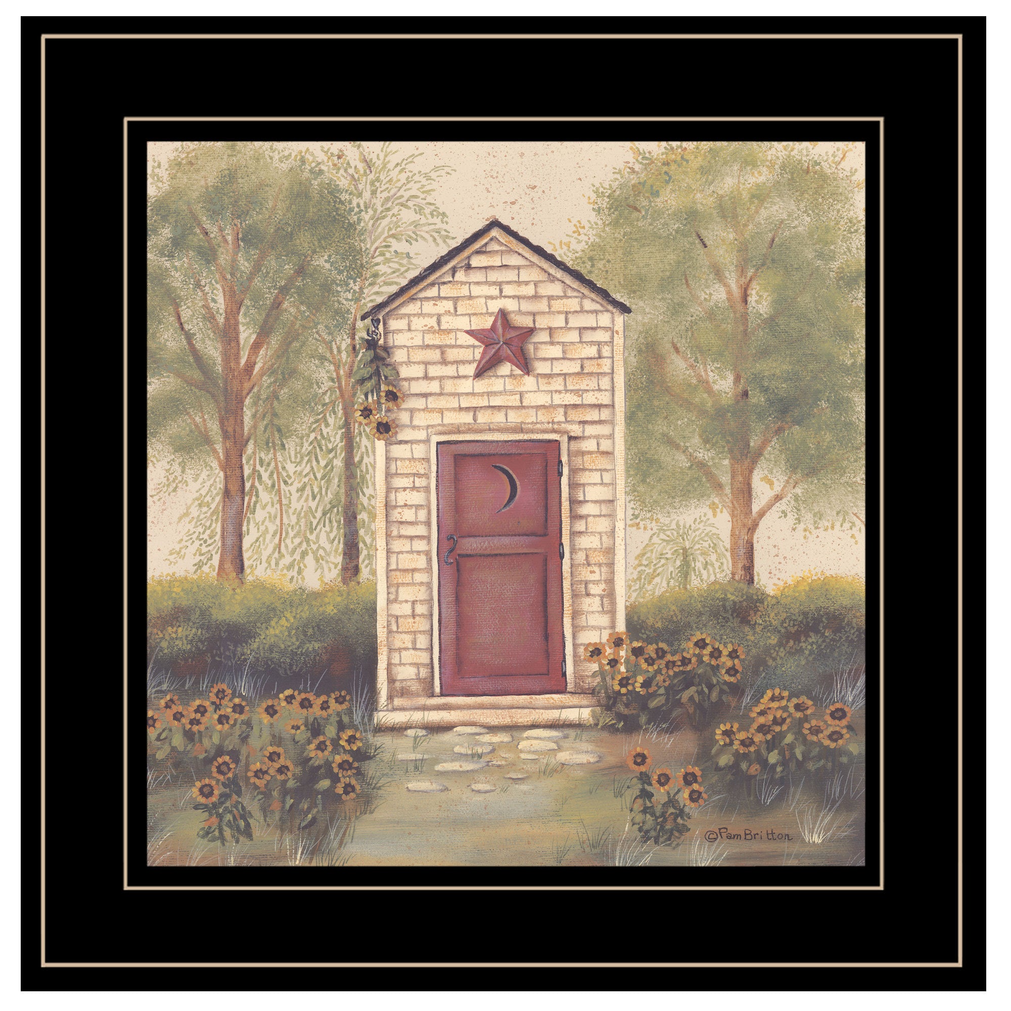 "Folk Art Outhouse III" by Pam Britton, Ready to Hang Framed Print, Black Frame--1