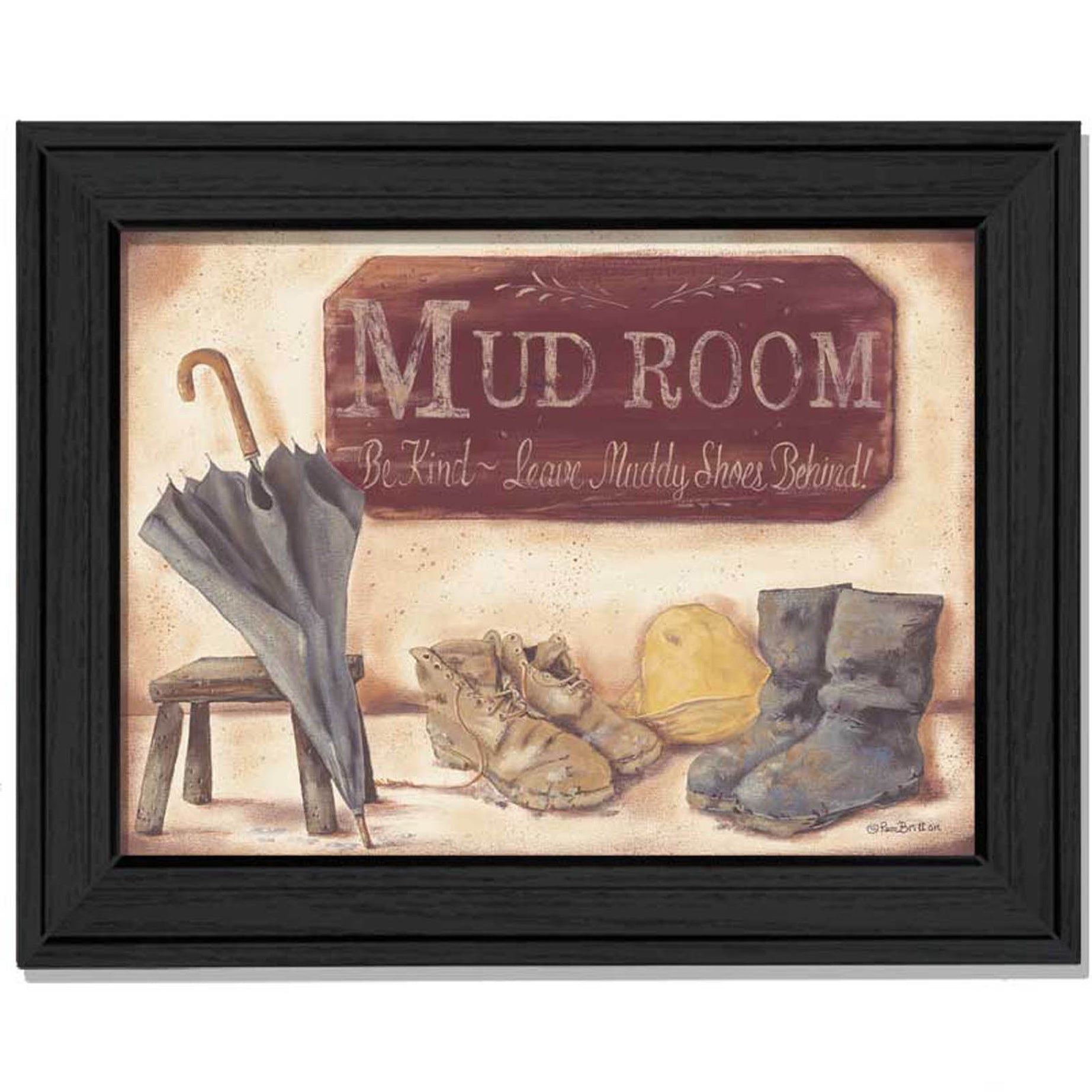 "Muddy Shoes" By Pam Britton, Printed Wall Art, Ready To Hang Framed Poster, Black Frame--1