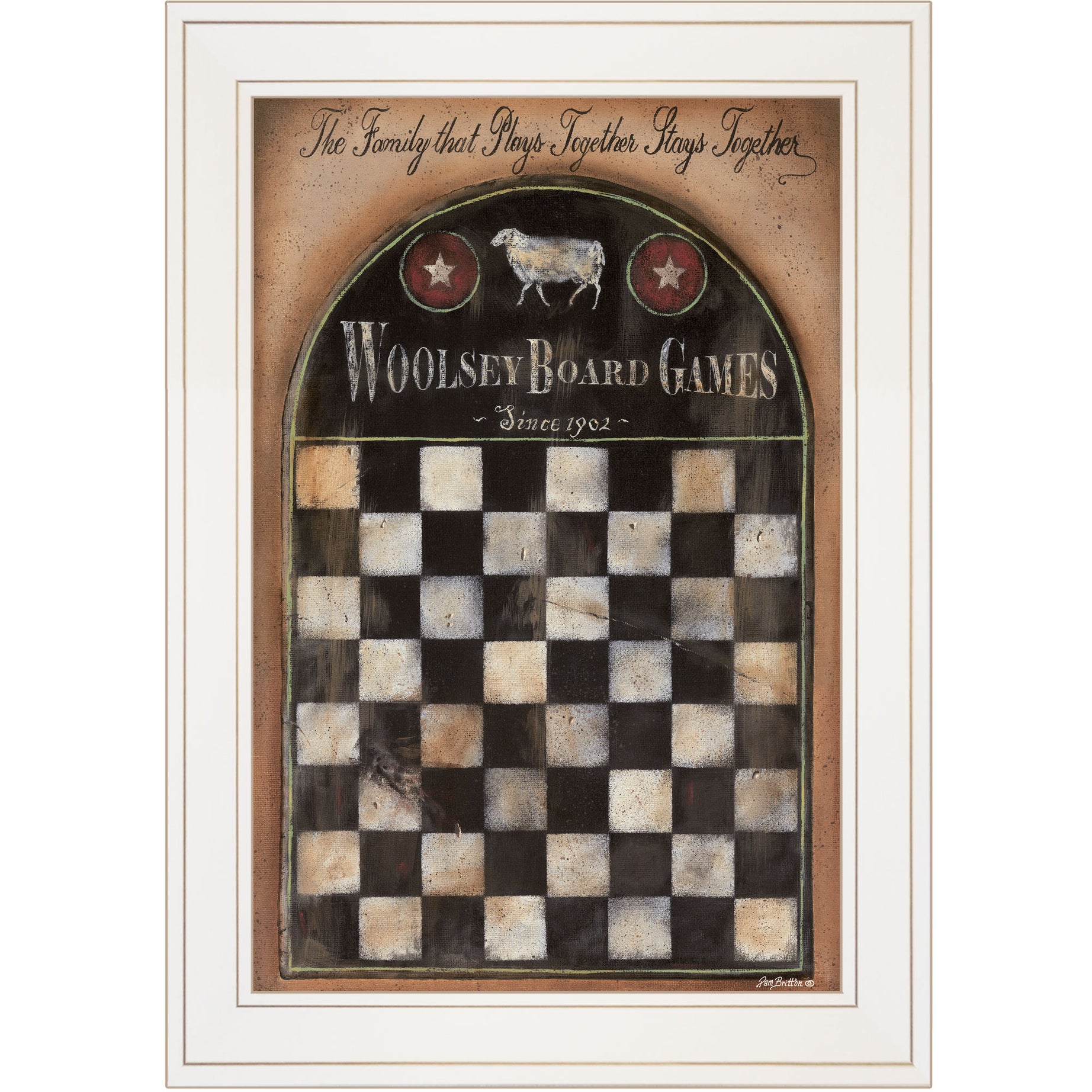 "Woolsey Board Game" by Pam Britton, Ready to Hang Framed Print, White Frame--1