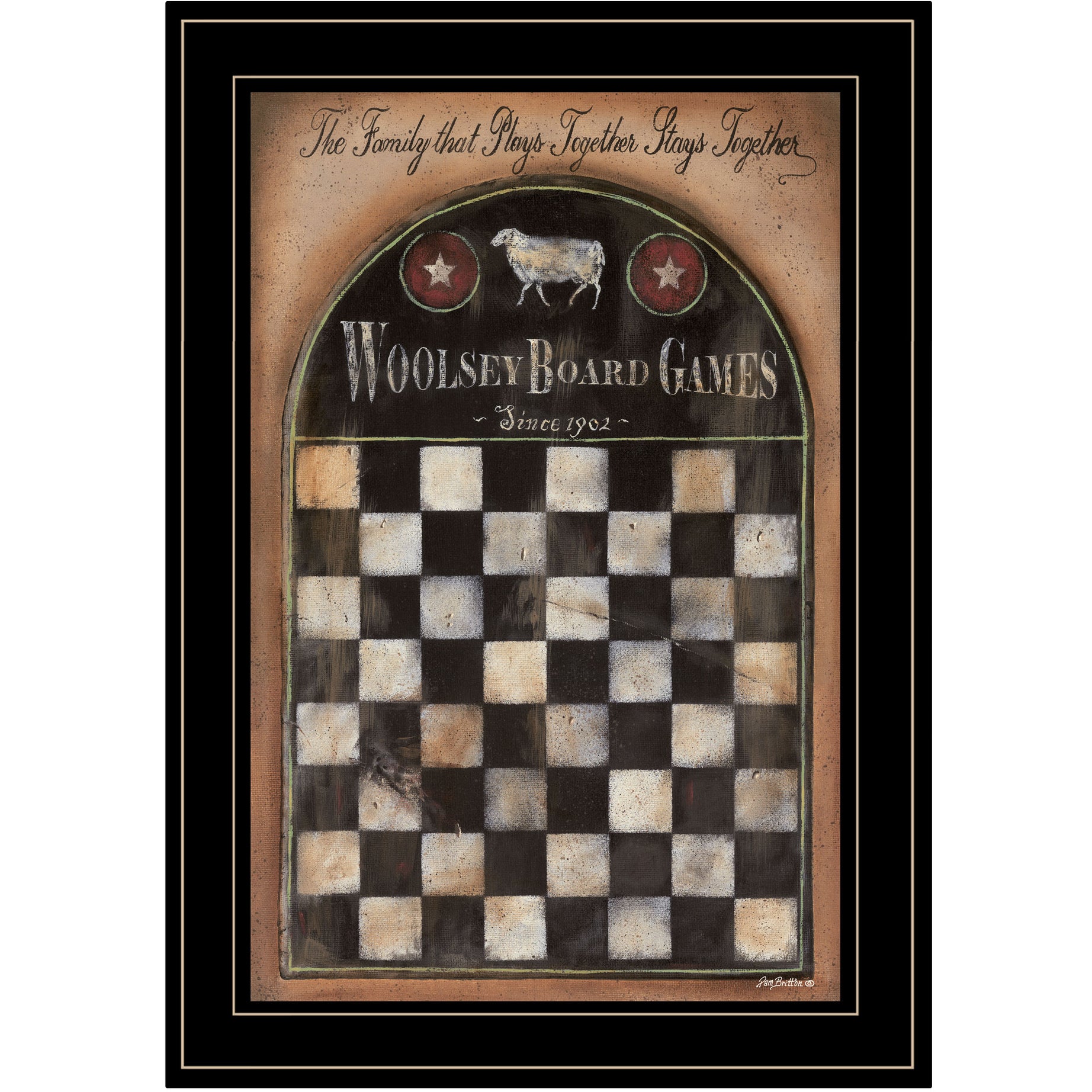 "Woolsey Board Game" by Pam Britton, Ready to Hang Framed Print, Black Frame--1