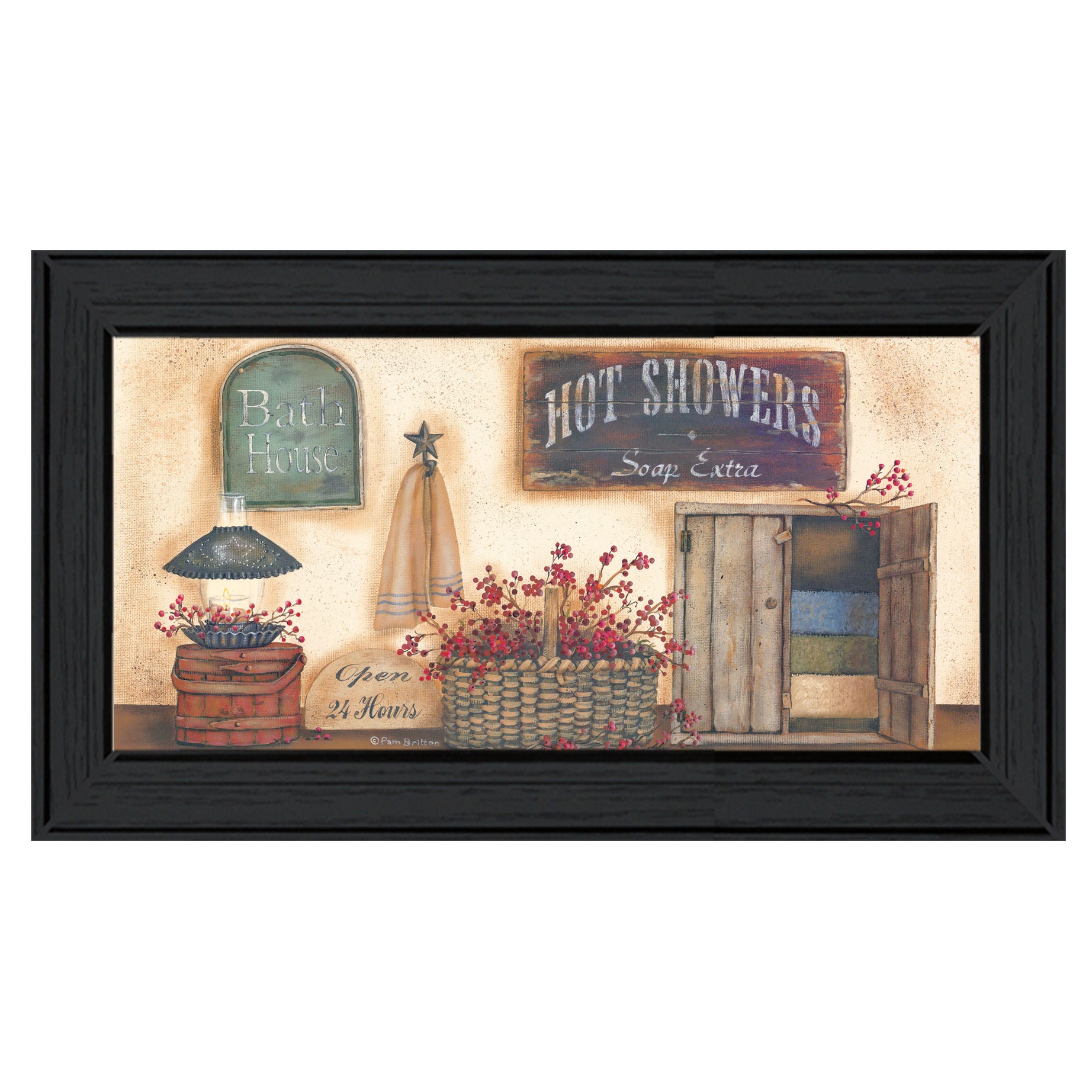 "Bath House" Collection By Pam Britton, Ready to Hang Framed Print, Black Frame--1