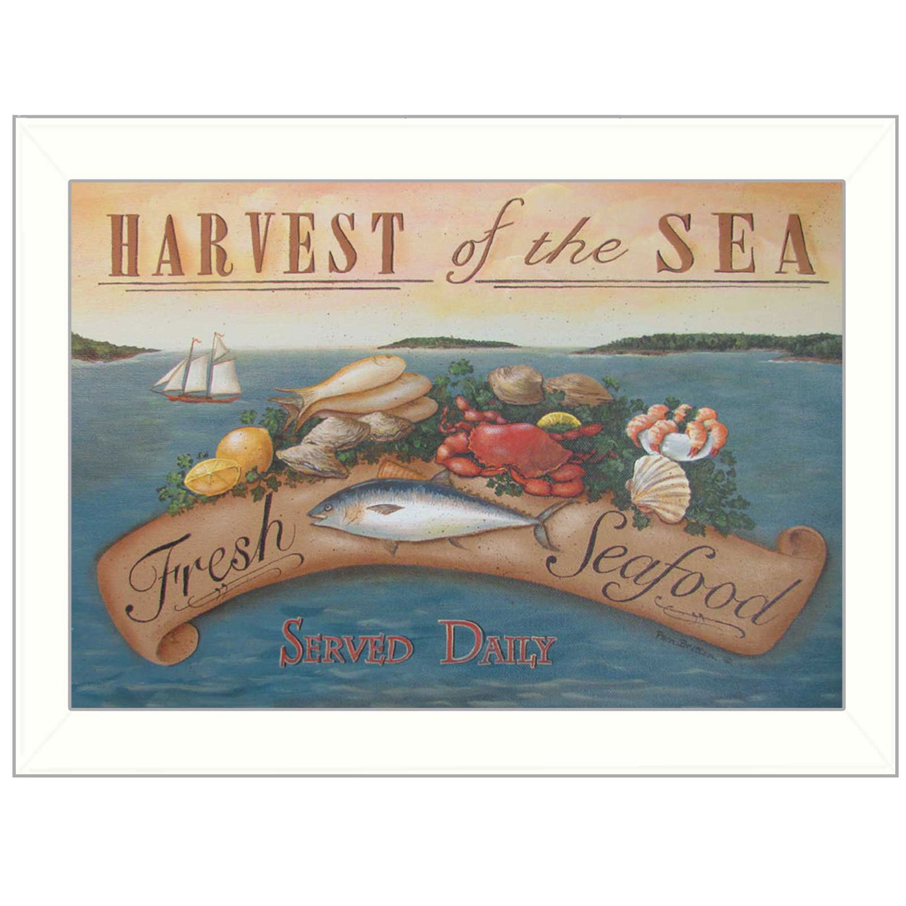 "Sea Harvest" By Pam Britton, Printed Wall Art, Ready To Hang Framed Poster, White Frame--1