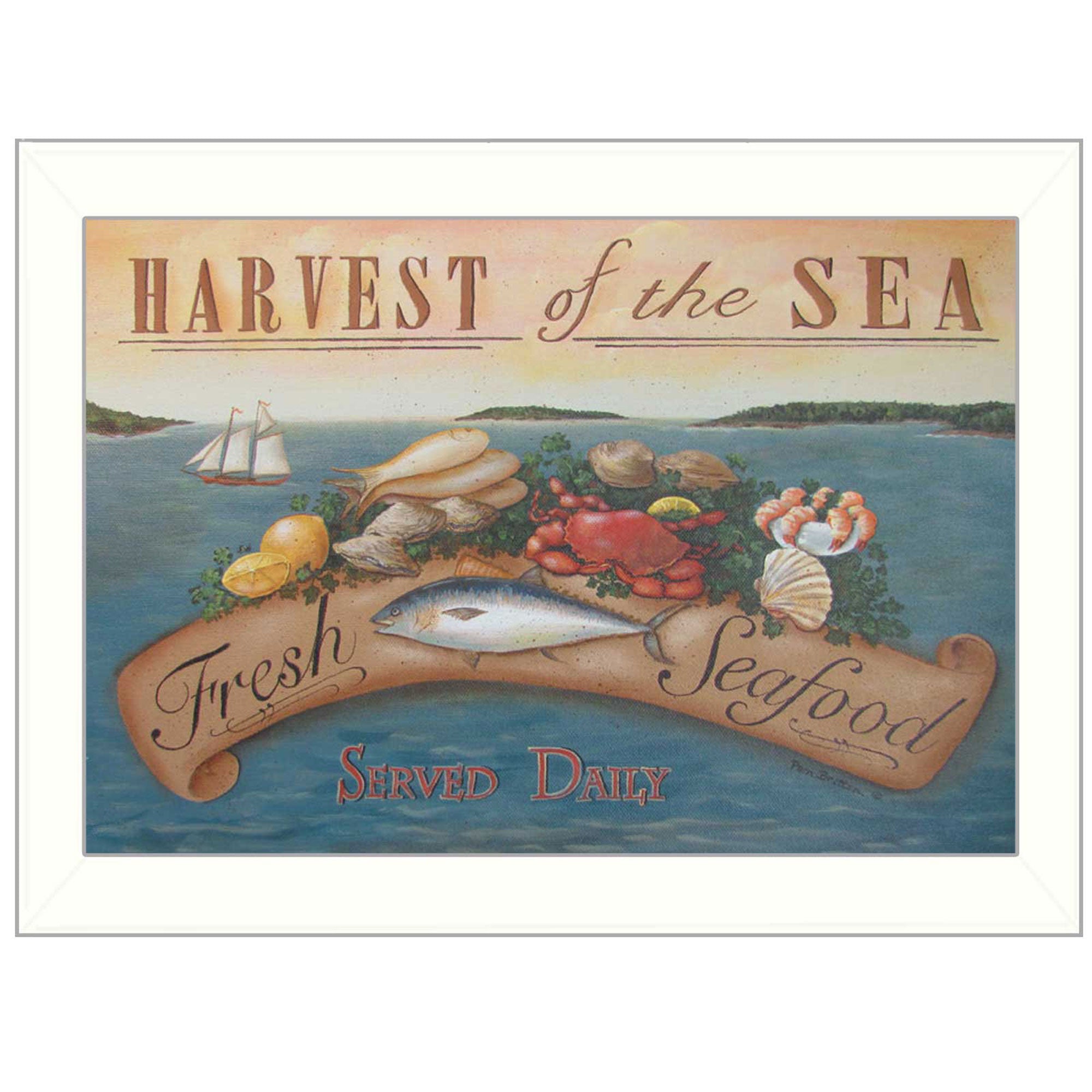 "Sea Harvest" By Pam Britton, Printed Wall Art, Ready To Hang Framed Poster, White Frame--1