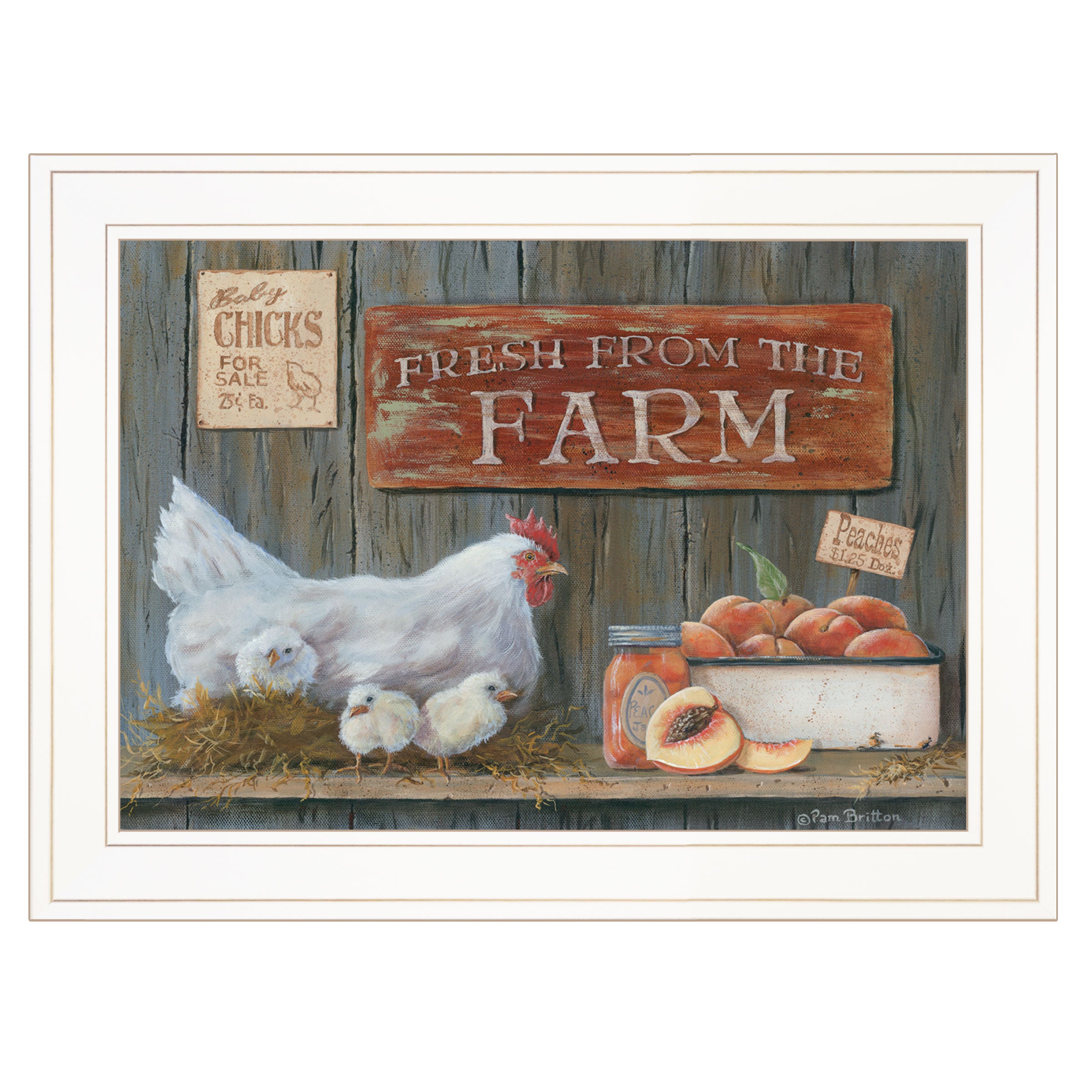 "Fresh from the Farm" By Pam Britton, Ready to Hang Framed Print, White Frame--1