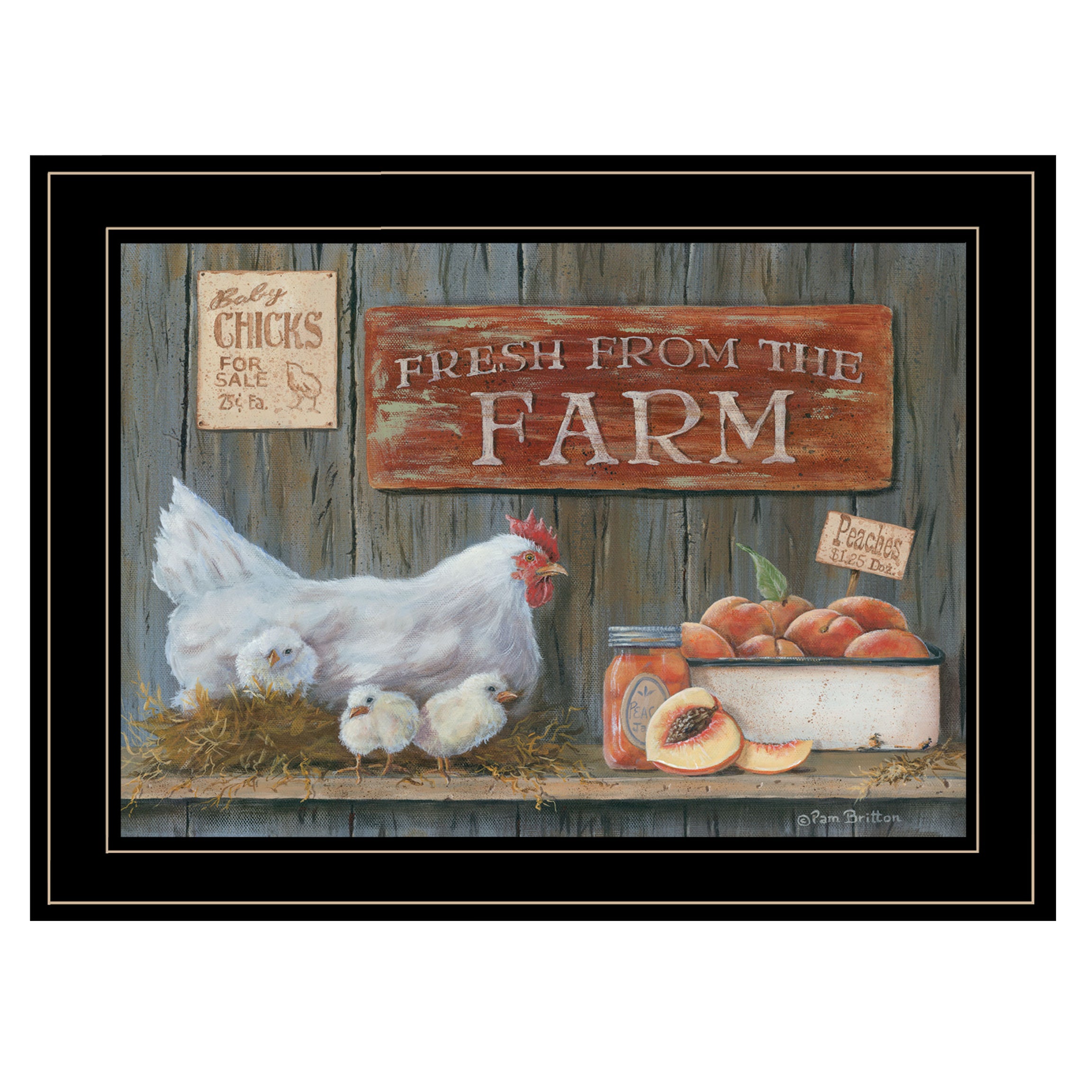 "Fresh from the Farm" By Pam Britton, Ready to Hang Framed Print, Black Frame--1