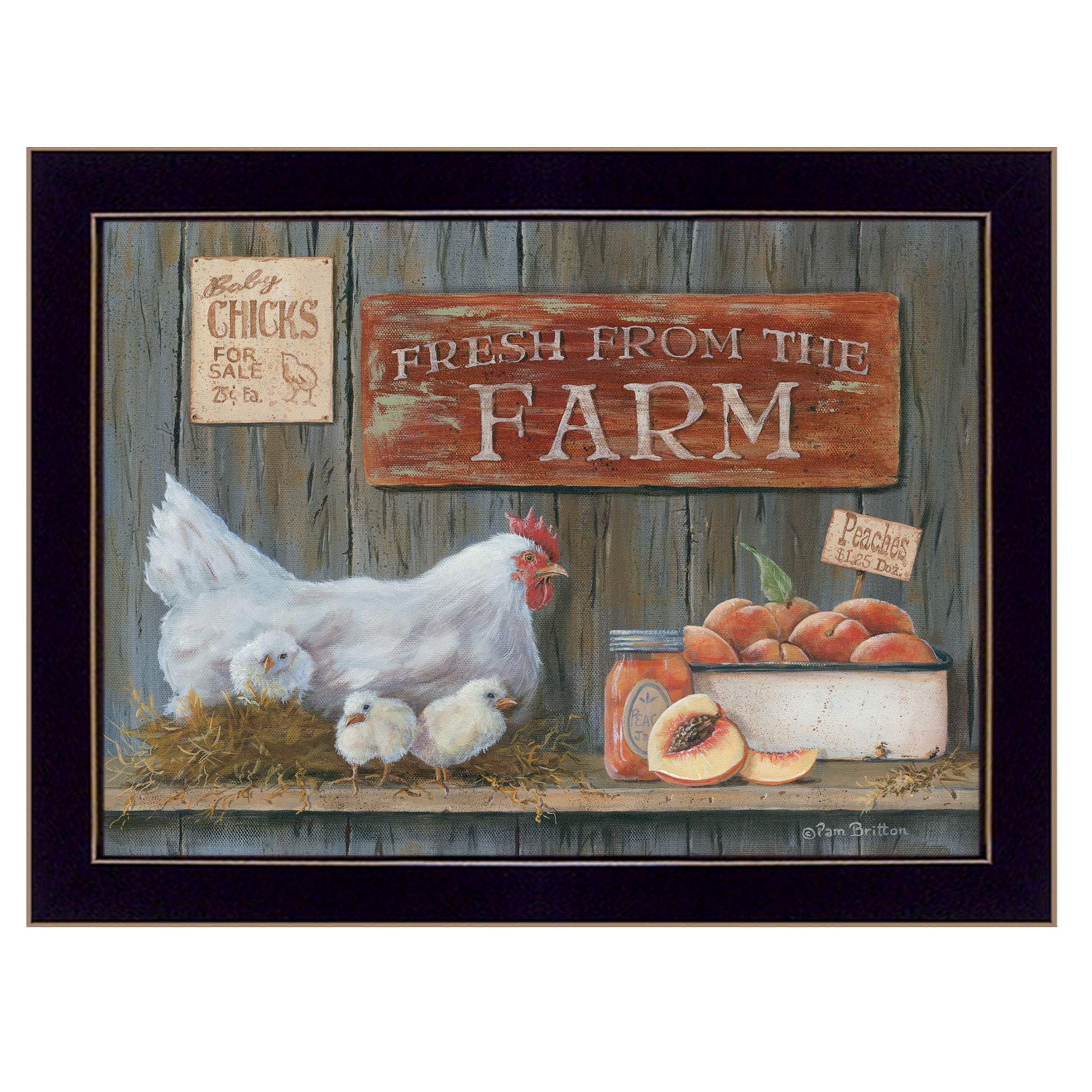 "Fresh from the Farm" By Pam Britton, Ready to Hang Framed Print, Black Frame--1