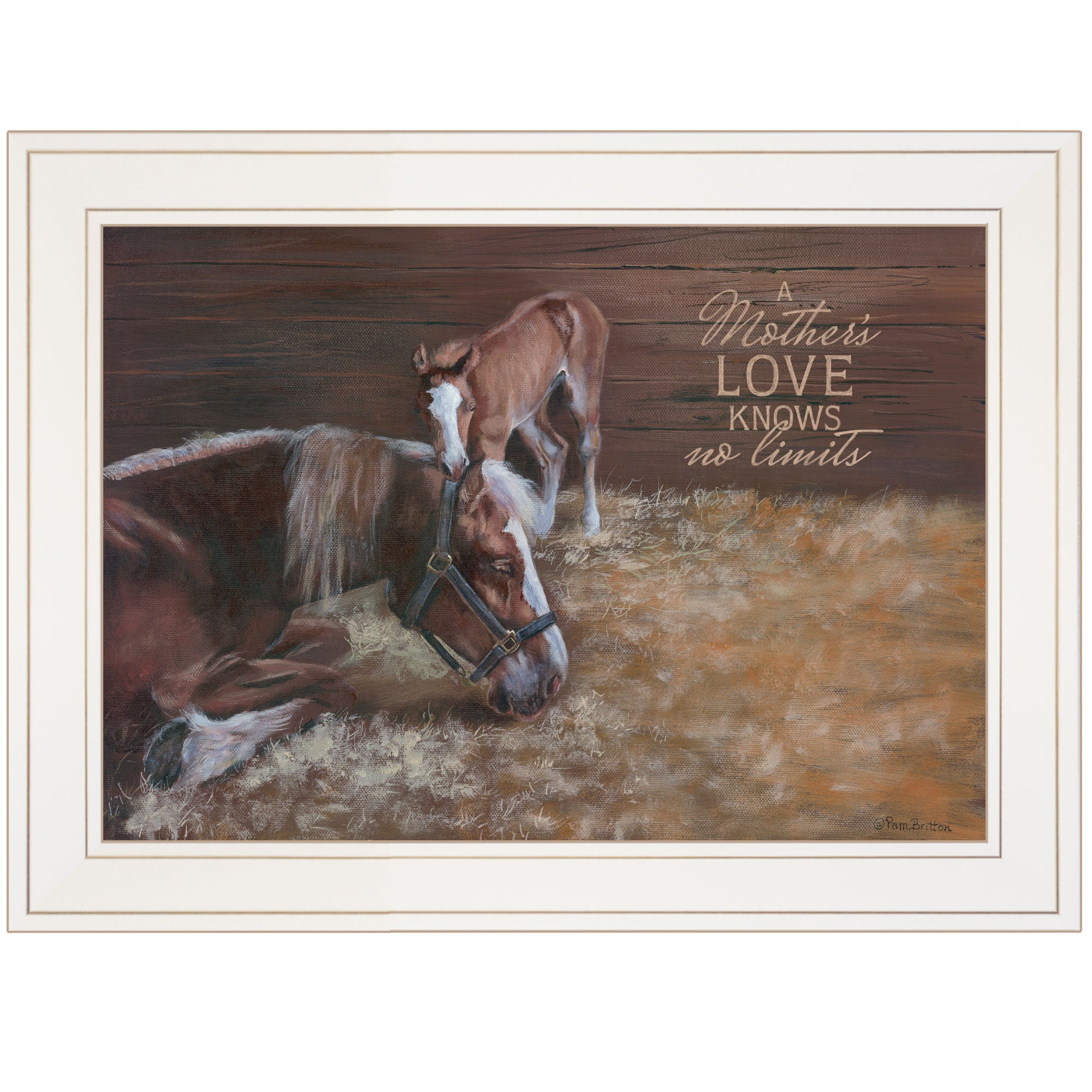 "A Mother Love (Horses)" by Pam Britton, Ready to Hang Framed Print, White Frame--1