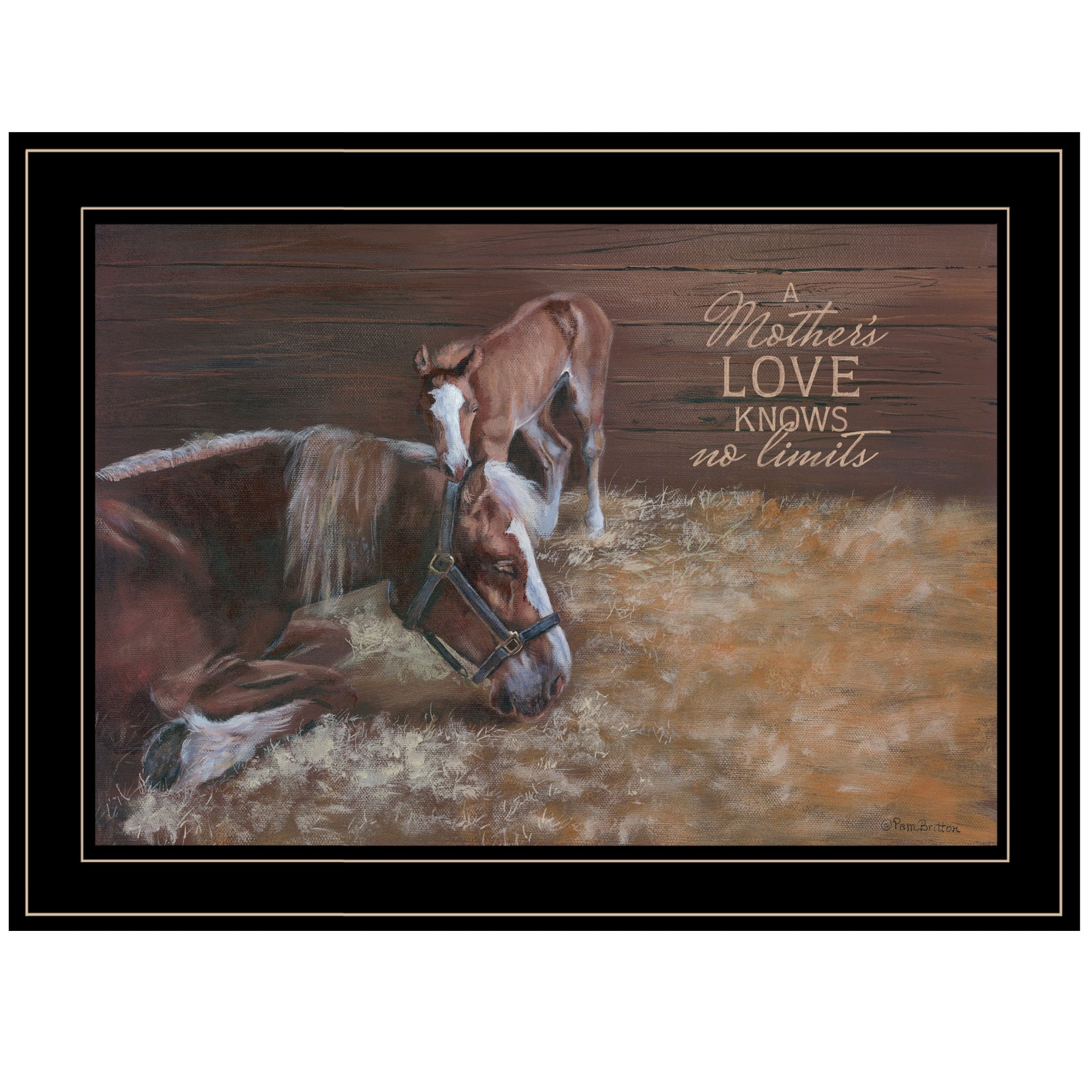 "A Mother Love (Horses)" by Pam Britton, Ready to Hang Framed Print, Black Frame--1