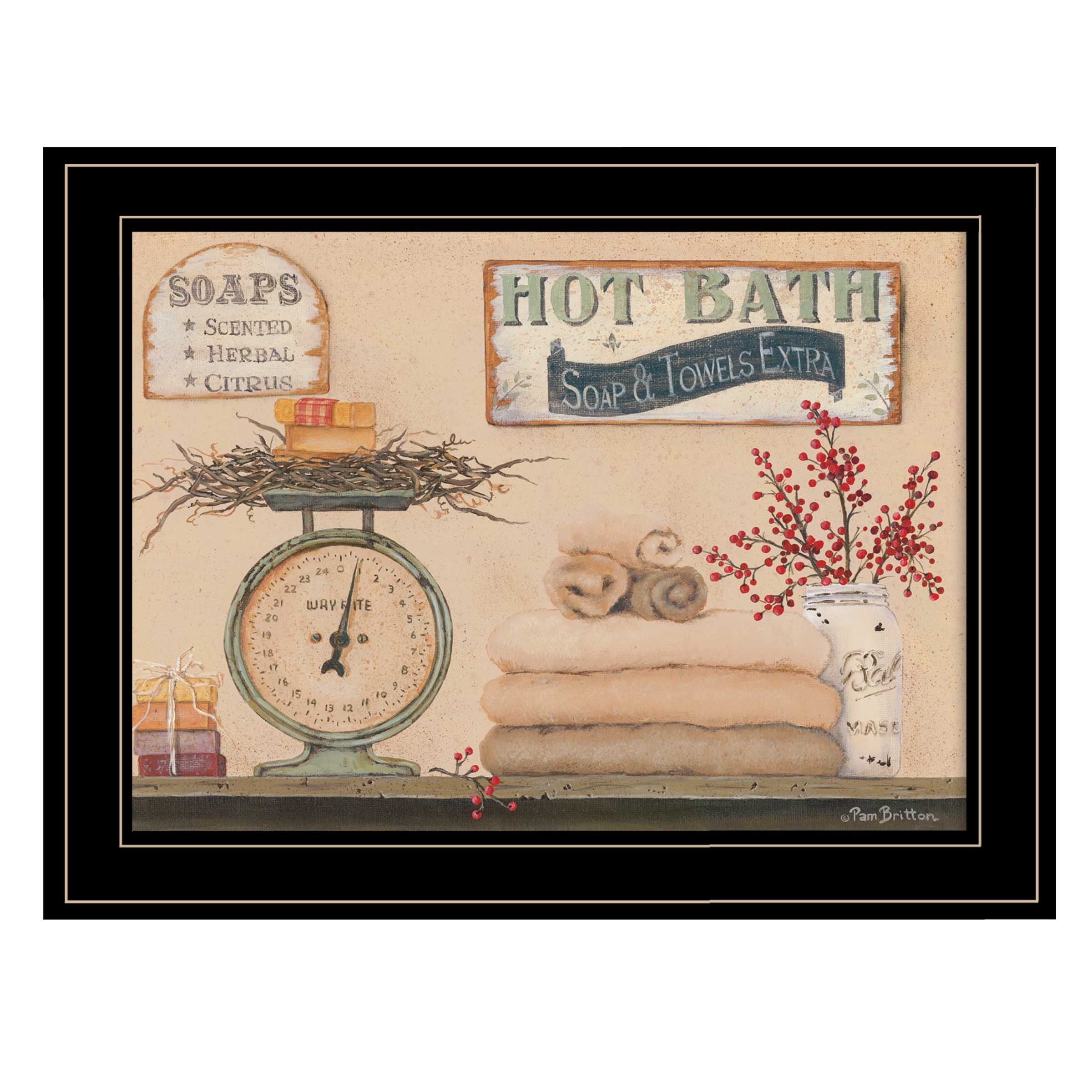 "Hot Bath" By Pam Britton, Ready to Hang Framed Print, Black Frame--1