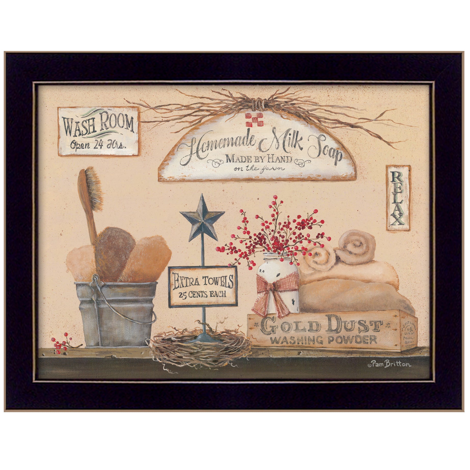 "Wash Room" By Pam Britton, Printed Wall Art, Ready To Hang Framed Poster, Black Frame--1