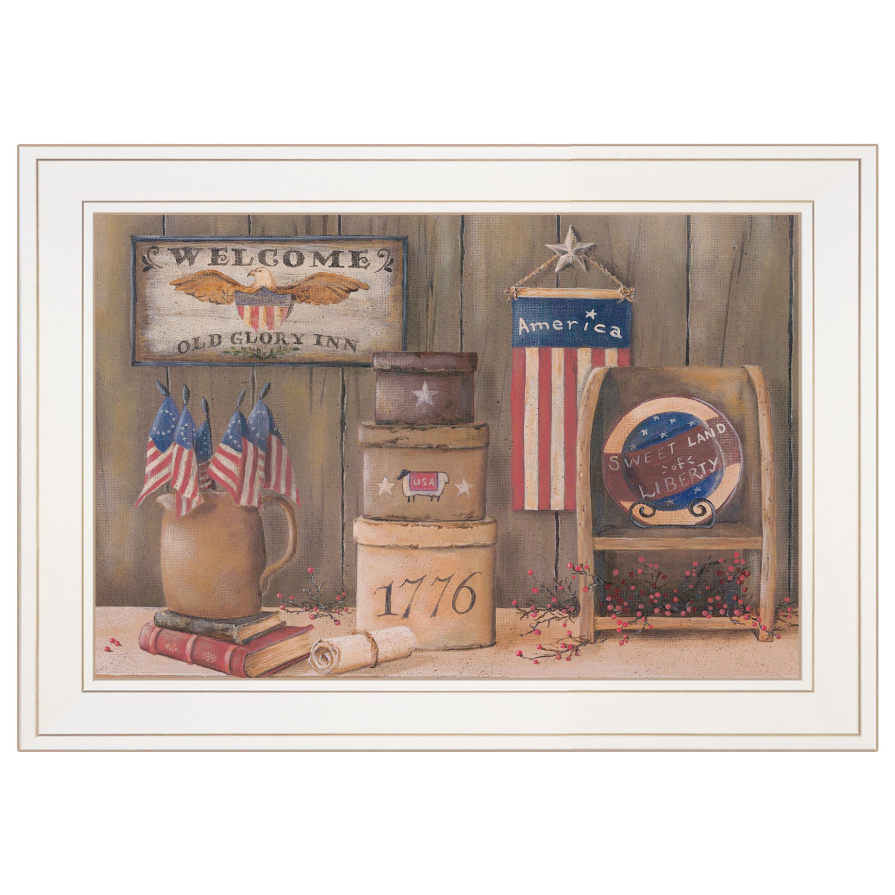 "Sweet Land of Liberty" by Pam Britton, Ready to Hang Framed Print, White Frame--1