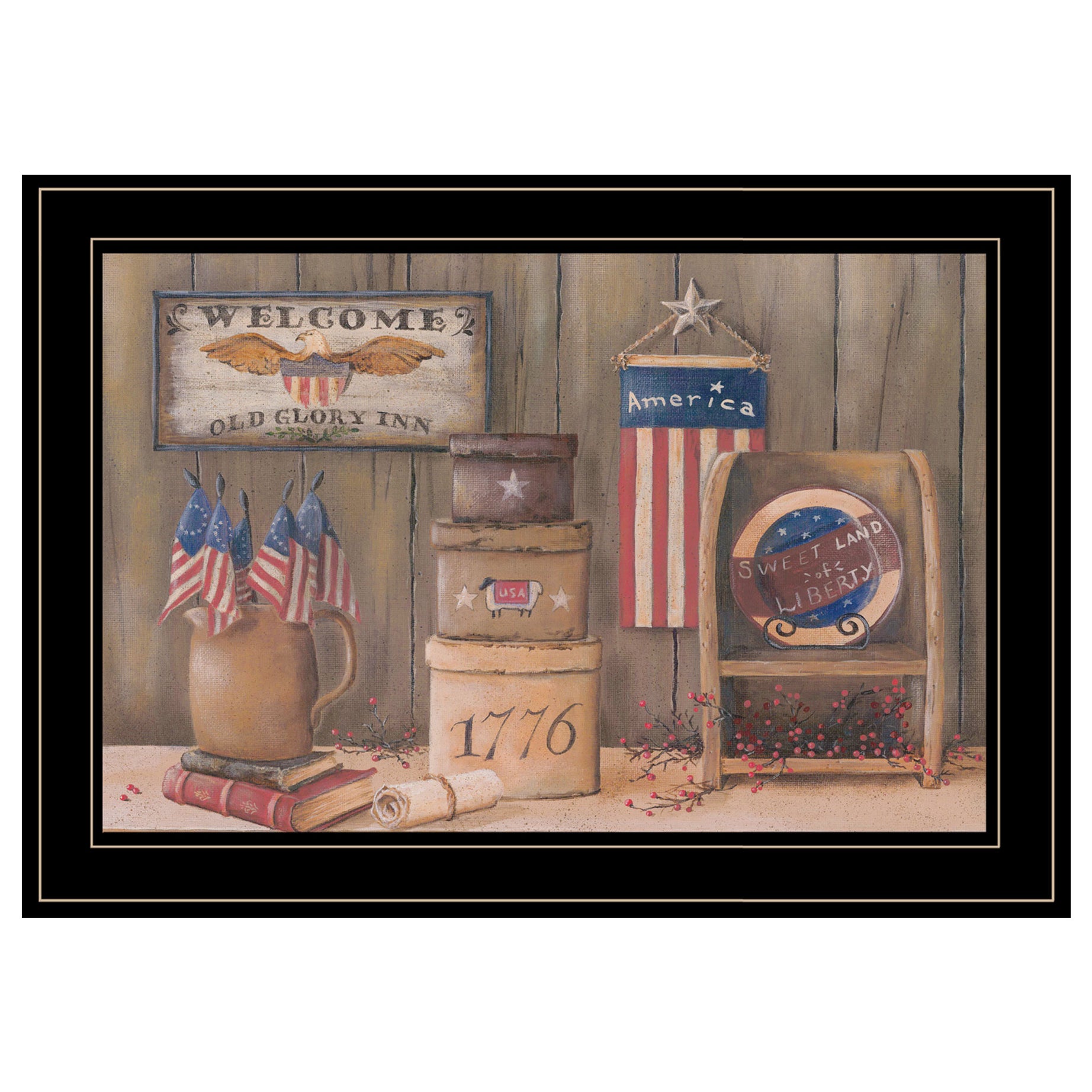 "Sweet Land of Liberty" by Pam Britton, Ready to Hang Framed Print, Black Frame--1