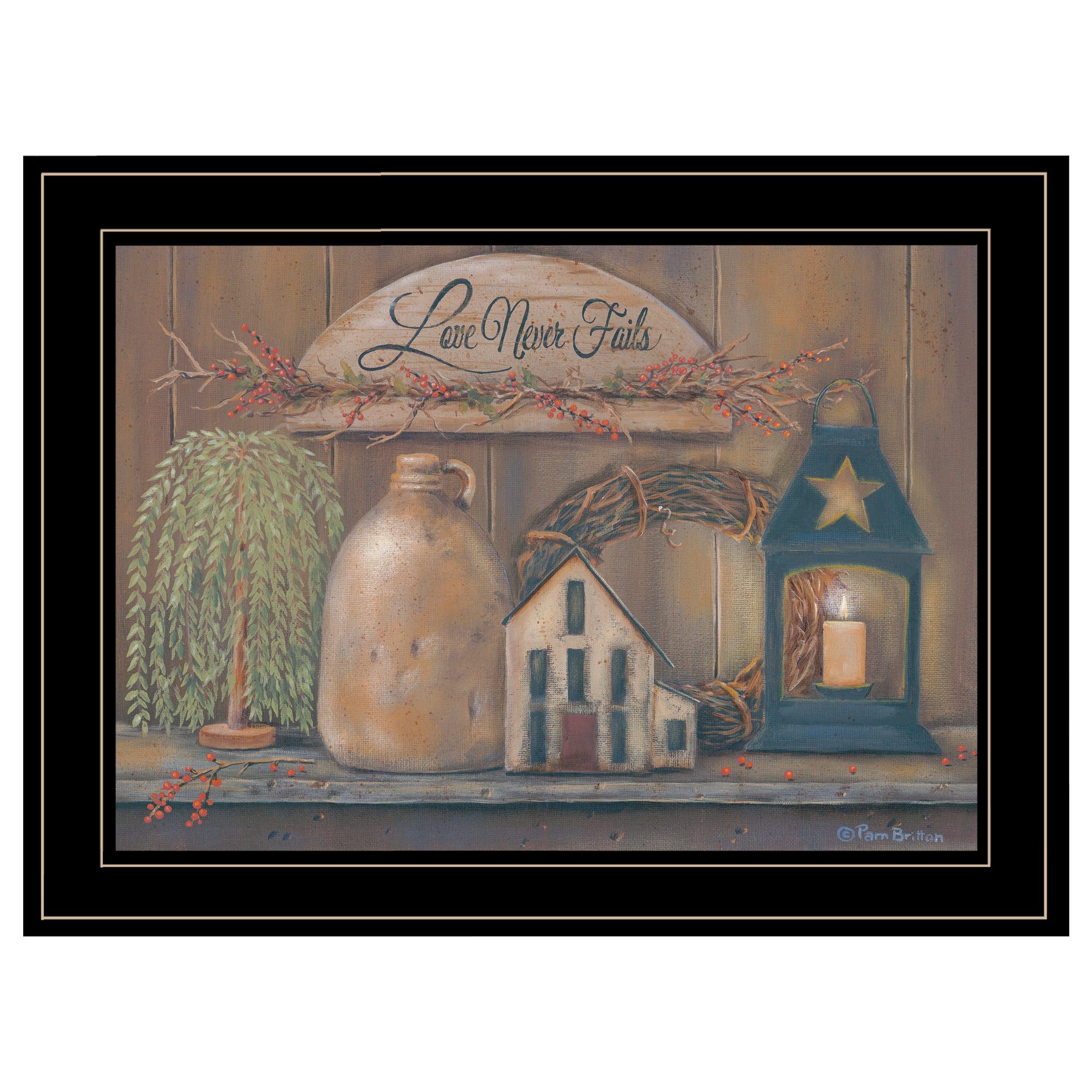 "Love Never Fails" By Pam Britton, Ready to Hang Framed Print, Black Frame--1