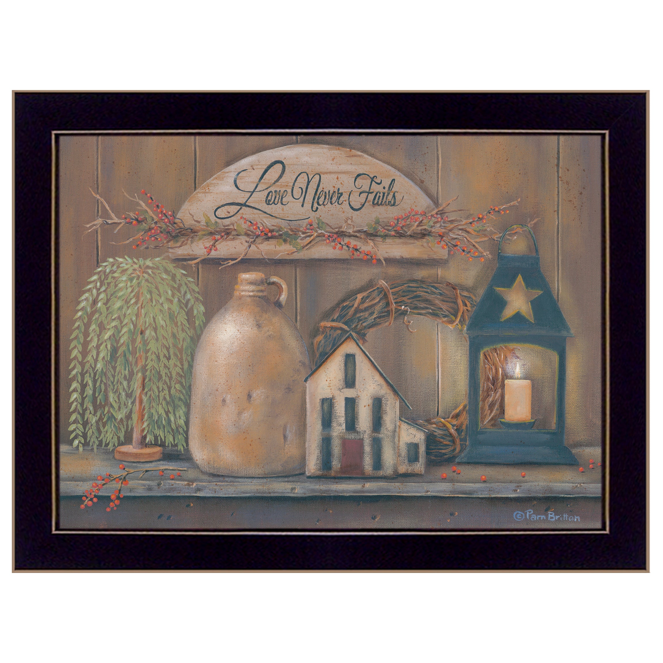 "Love Never Fails" By Pam Britton, Ready to Hang Framed Print, Black Frame--1